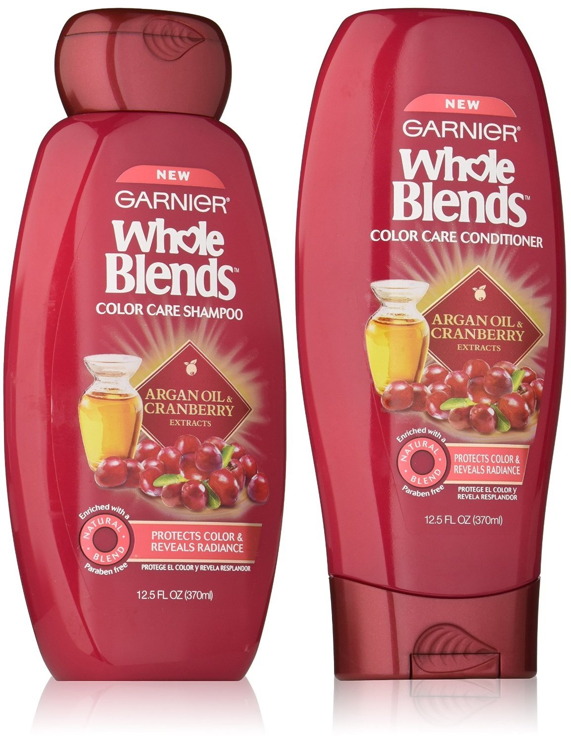 Garnier Whole Blends Color Care Shampoo and Conditioner Set with Argan Oil and Cranberry Extracts, 12.5 Ounces each