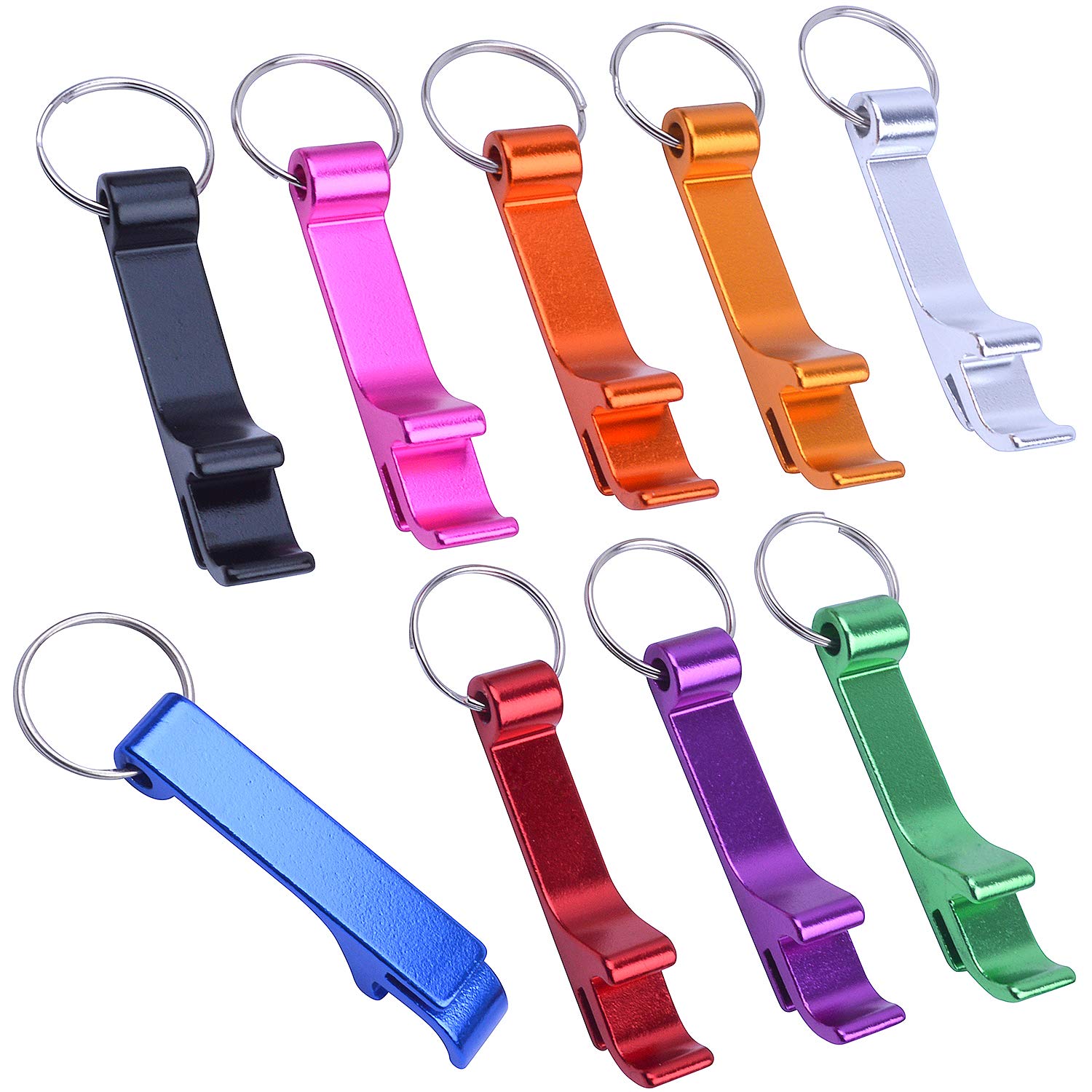 Jdesun 9 Pieces Keychain Beer Bottle Opener,Colorful Aluminum Bartender Keyring Bottle Opener