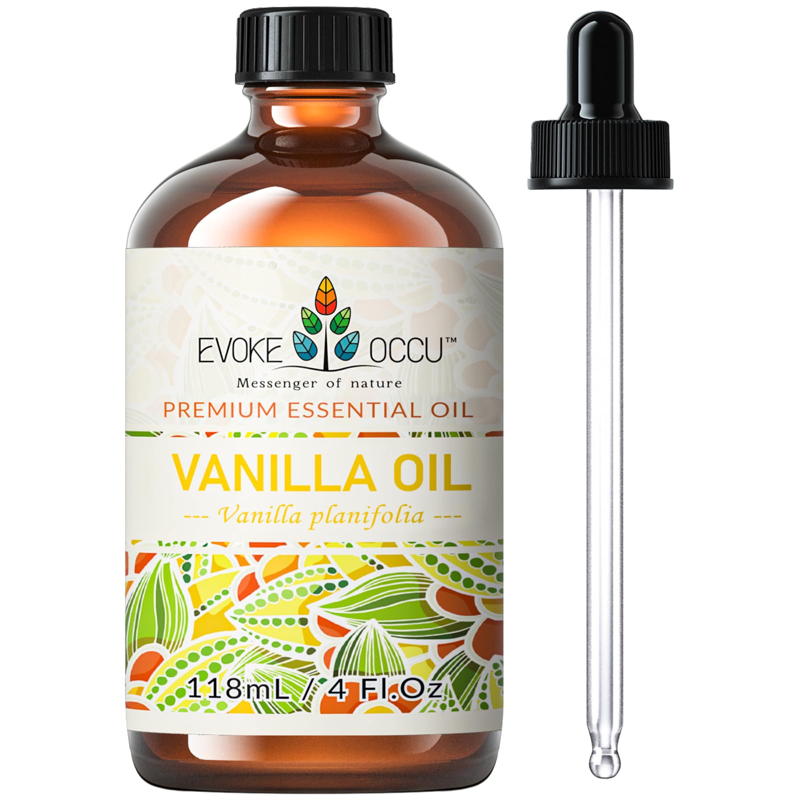 EVOKE OCCU 4 Fl Oz Vanilla Essential Oil, Pure Vanilla Oil for Diffuser, Skin, Humidifier and Relaxation - 118ML