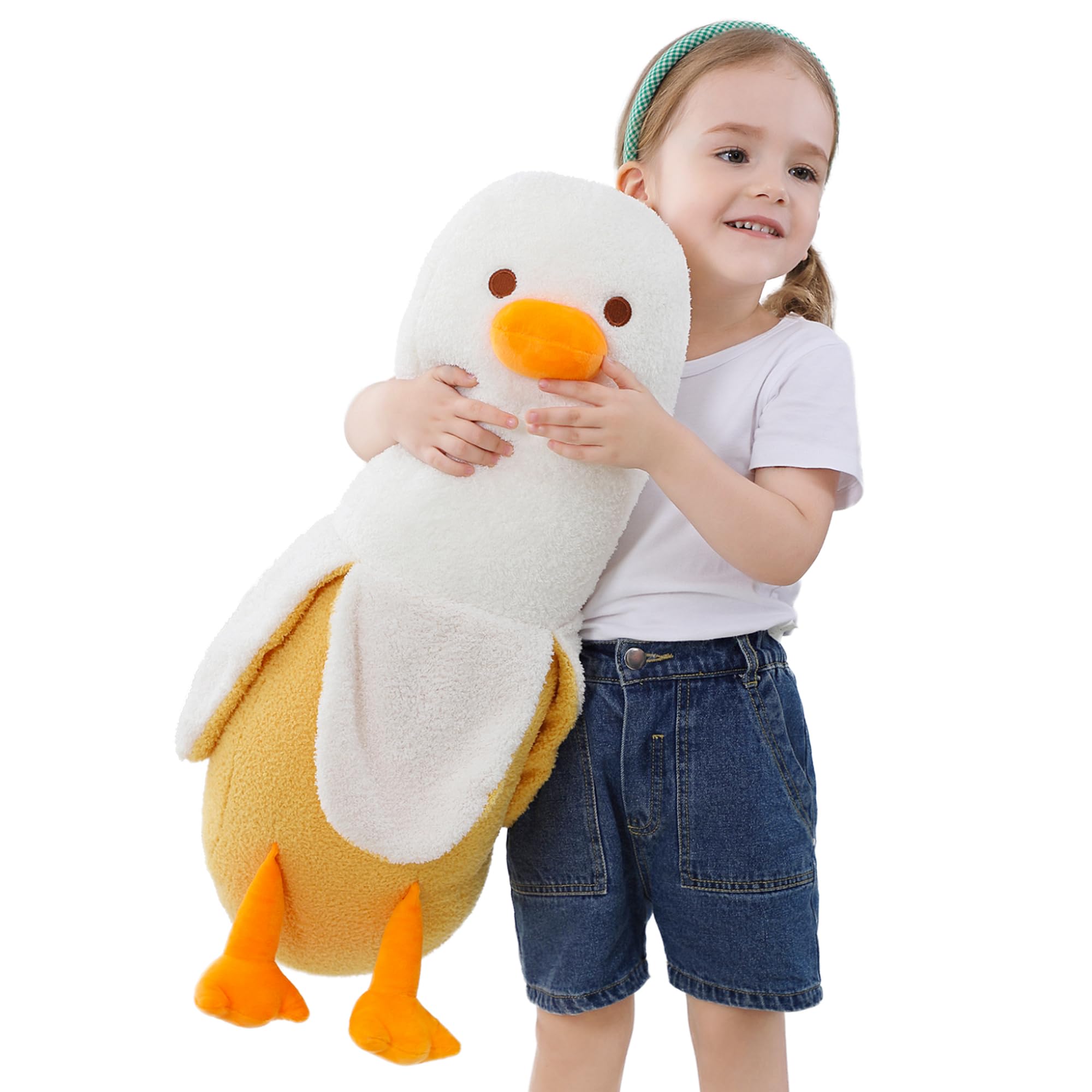 Banana Duck Plush, 27.6" Duck Banana Stuffed Animal, Cute Soft Banana Plushie Hugging Pillow Doll Toy Gift for Boys Girlfriend Adults Birthday Chrismas Thanksgiving Decor