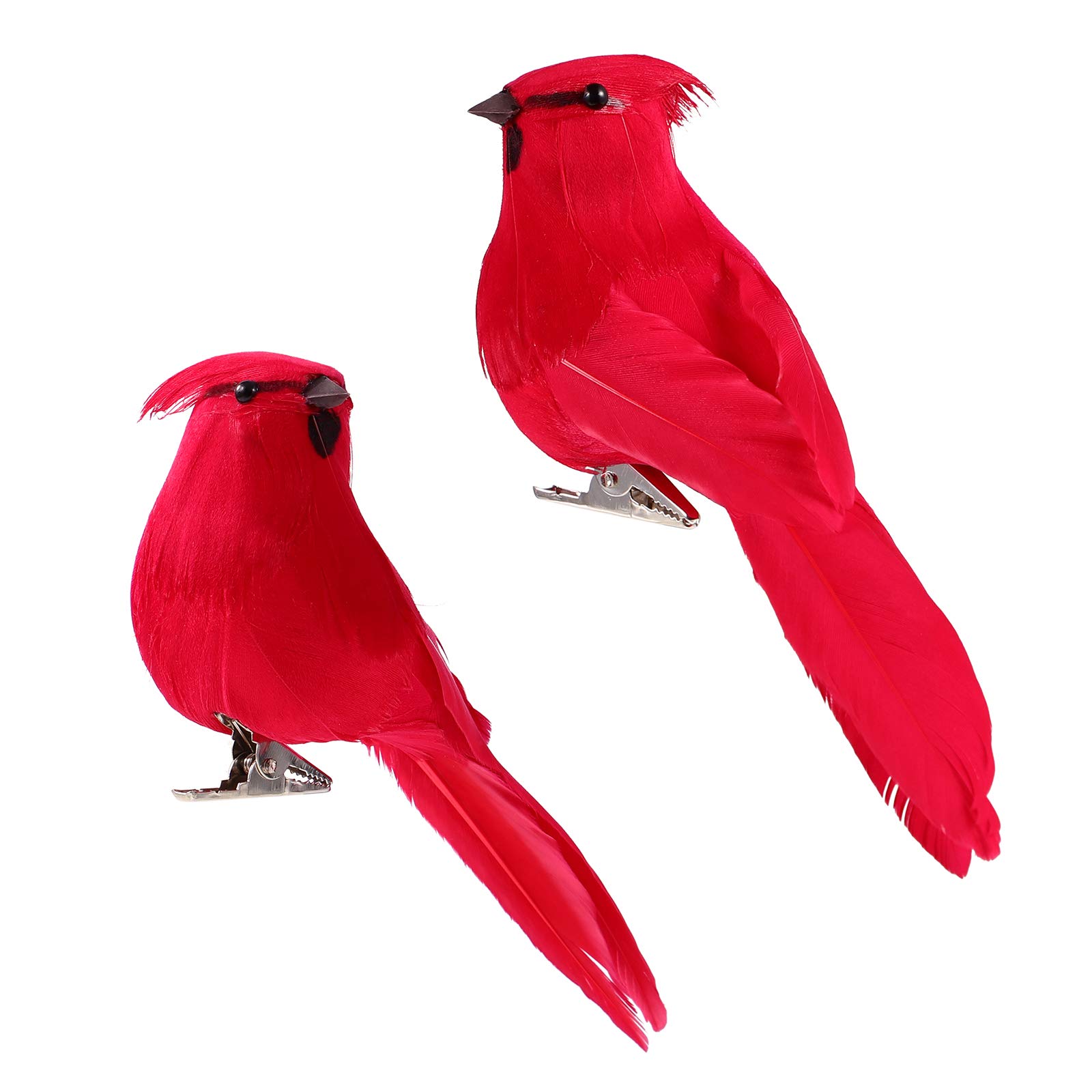 TENDYCOCOTENDYCOCO Artificial Red Cardinal Birds with Clip Simulated Foam Bird Adornment Ornament Birds Crafts Tree Home Outdoor Decorations,Pack of 2