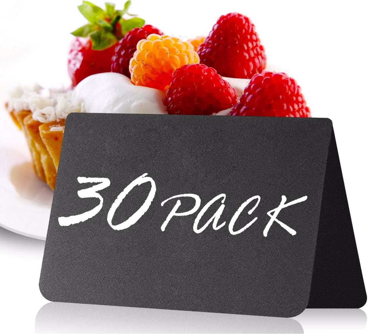 IRICUS30 Pack Mini Chalkboard Table Tent Signs 10x7 cm for Food - Buffet - Party - Wedding - Chalkboard Labels for Food - Chalk Food Stand Labels - Chalkboard Tag - Chalkboard Buffet Tags for Food Table