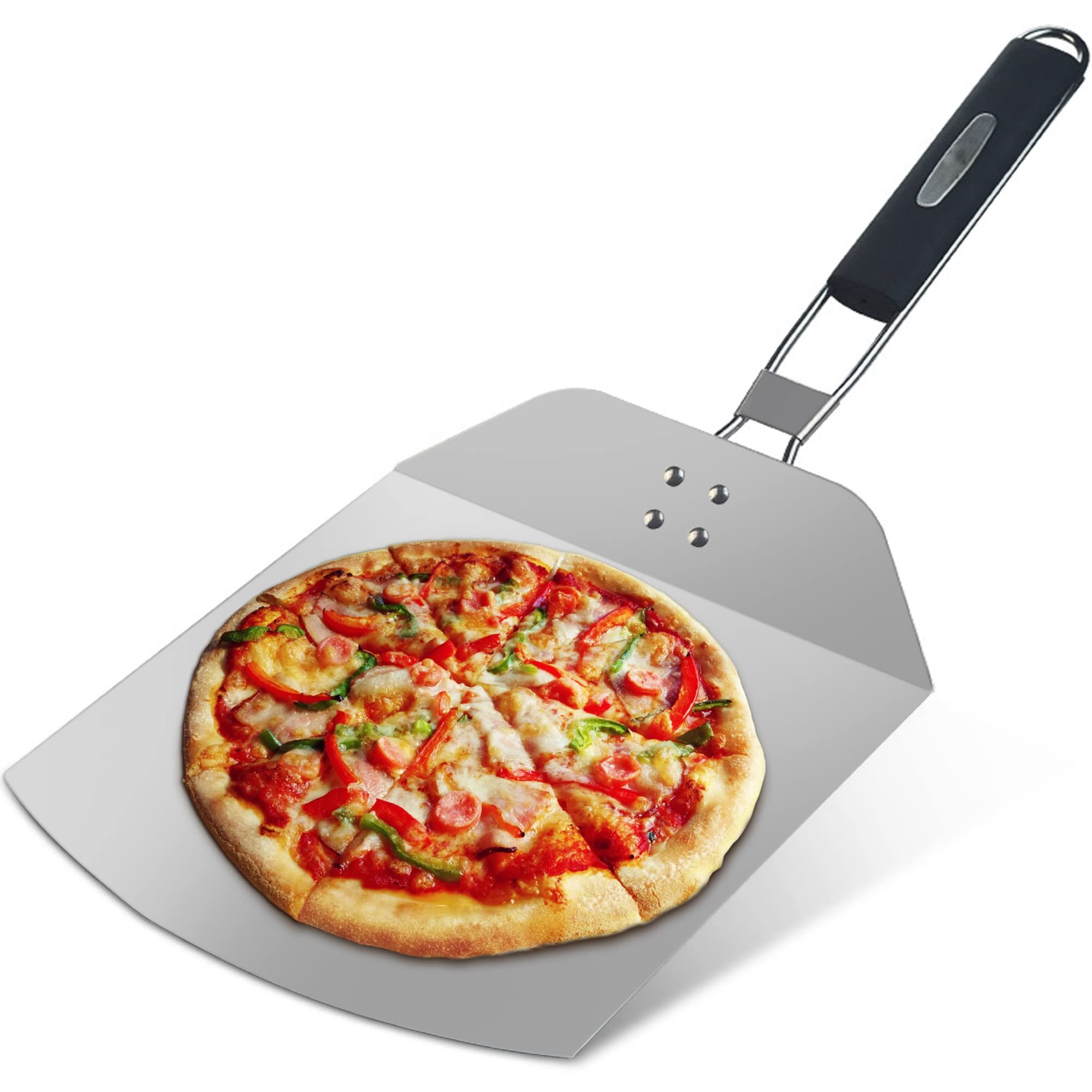 Pizza Turning Peel Pizza Shovel Lightweight Premium Metal Pizza Peel Blade for Pizza Oven Pizza Paddle Stainless Steel Blade for Home Kitchen Restaurant Baking Cake 13 x 9.5 inch