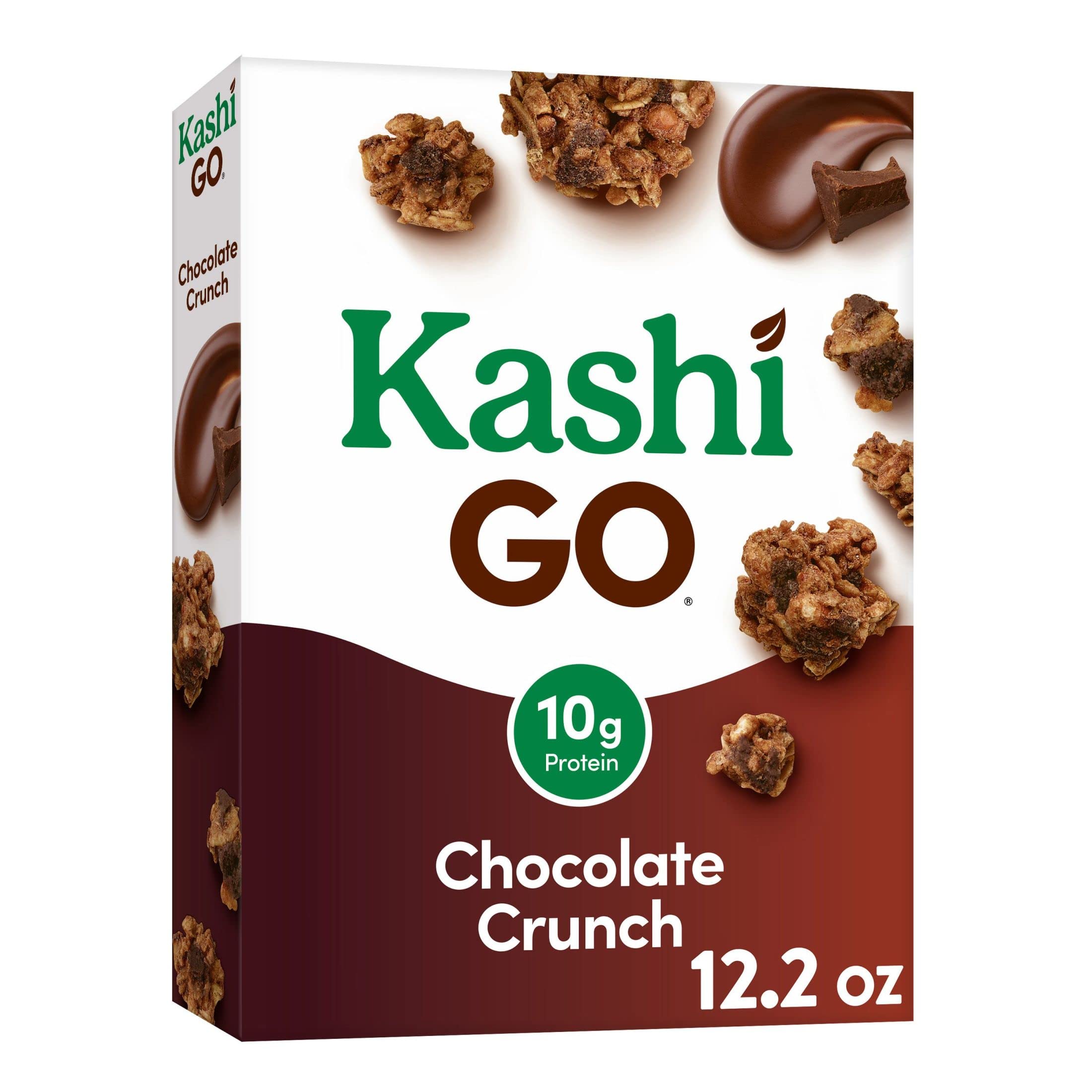 KashiGO Cold Breakfast Cereal, Vegan Protein, Fiber Cereal, Chocolate Crunch, 12.2oz Box (1 Box)