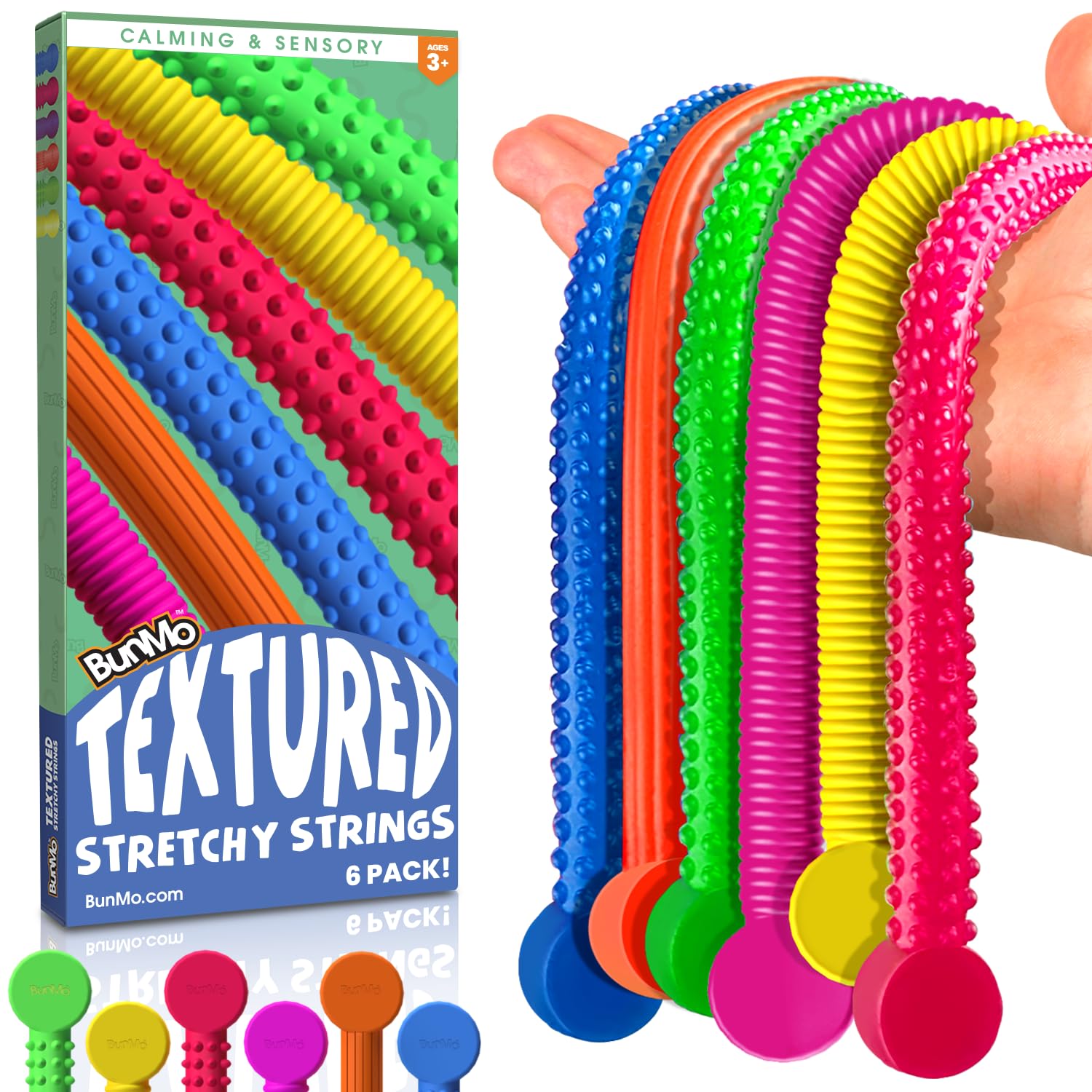 Bunmo Fidget Toys And Textured Sensory Toys By - Textured Stretchy Strings Fidget Toy. Bumpy Fidget Toys For Adults And Kids Make Anxiety Toys, Autism Sensory Toys, And Easter Basket Stuffers