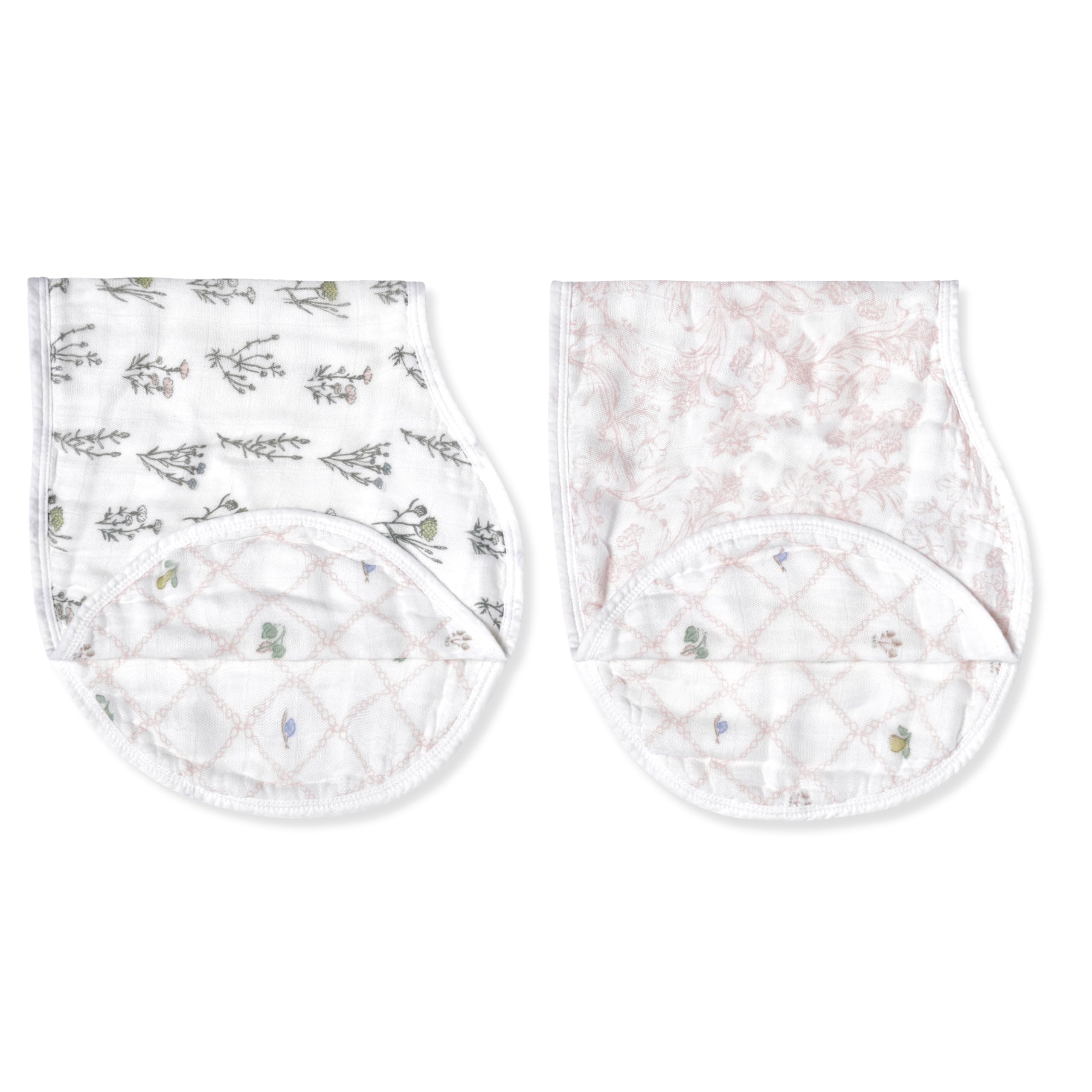 aden + anais Silky Soft Bamboo Viscose Burpy Bib – Multi-Use, Absorbent 4-Layer Burp Cloth and Full-Coverage Snap-Closure Baby Bib in One, 22.5” X 11”, 2-Pack, French Floral