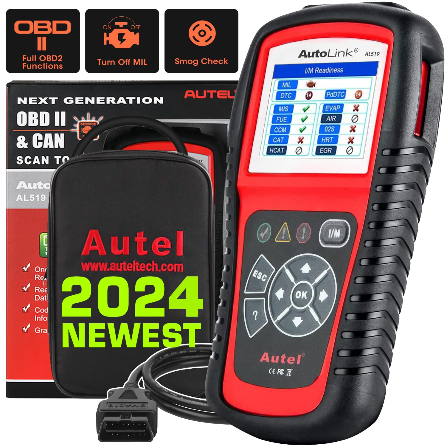 AutelAutoLink AL519 Car OBD2 Scanner, Classic Enhanced Mode 6 Engine Fault Code Reader OBDII CAN Diagnostic Scan Tool, One-Click Smog Check, DTC Lookup, Upgraded of AL319, Lifetime Free Update