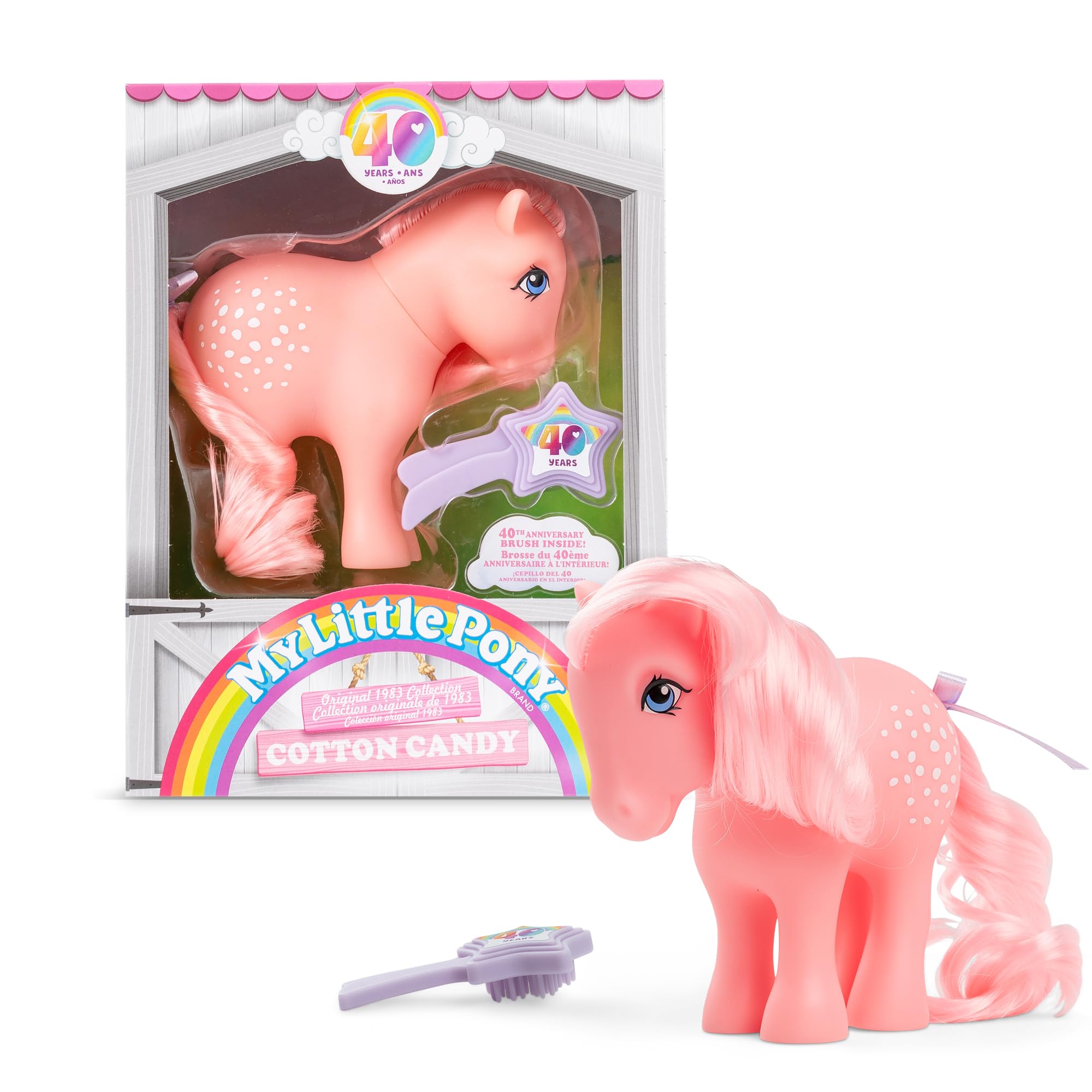 My Little Pony | Cotton Candy Classic Pony | Retro Horse Gifts for Girls and Boys, Collectable Vintage Horse Toys for Kids, Unicorn Toys for Boys and Girls Ages 4+ | Basic Fun 35324