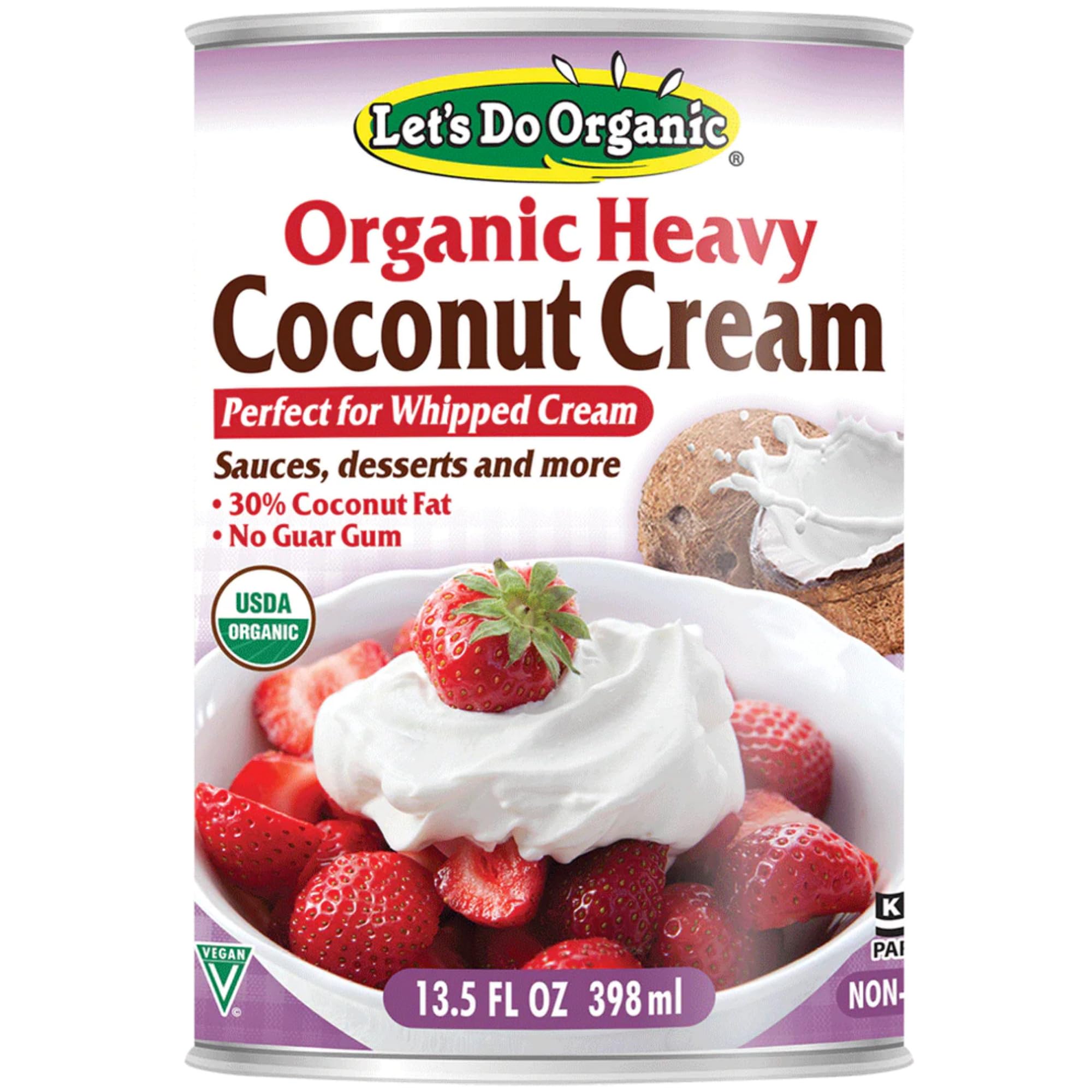 Lets Do Organic Heavy Coconut Cream - Vegan Whipped Cream, Coconut Cream Canned, Vegan Heavy Cream, Coconut Whipped Cream - 13.5 fl oz (Pack of 1)