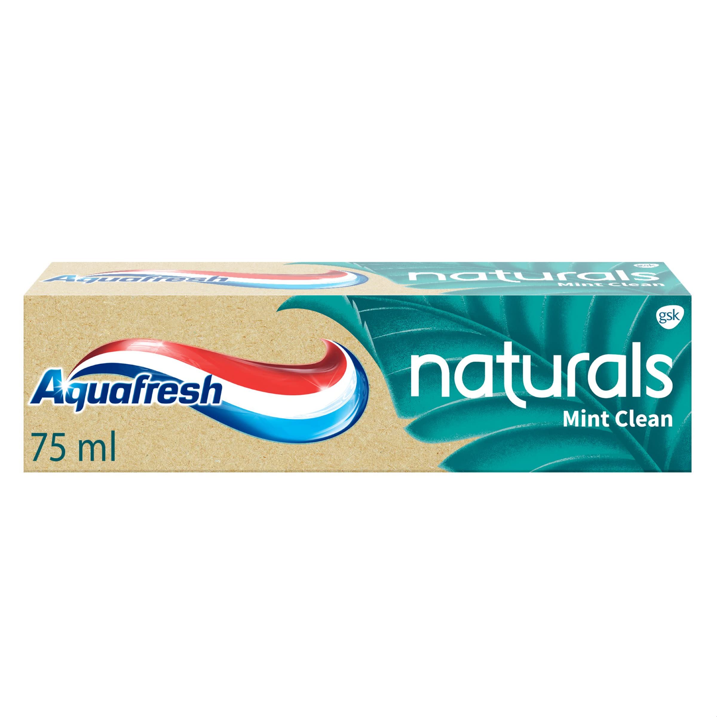 Aquafresh Naturals Toothpaste Mint Clean actively cleans, freshens and protects Vegan friendly* formula 75 ml *does not contain any animal or animal-derived products