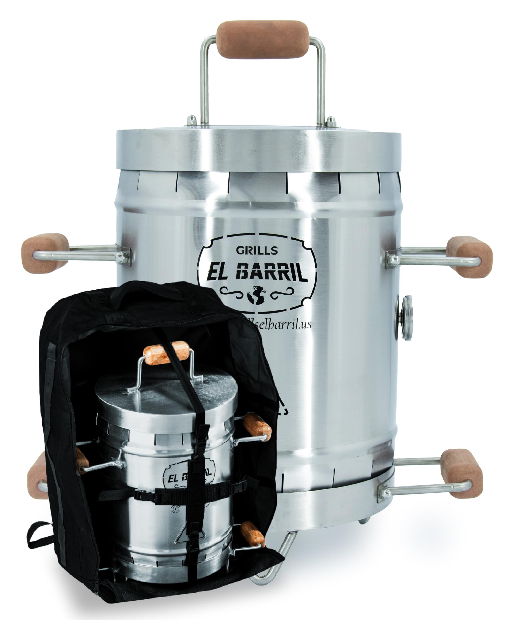 GRILLS EL BARRIL13lbs & Smoker Barrel, Stainless Steel Charcoal Smoker – Portable Outdoor Smokers with ing Accessories & Carry Bag