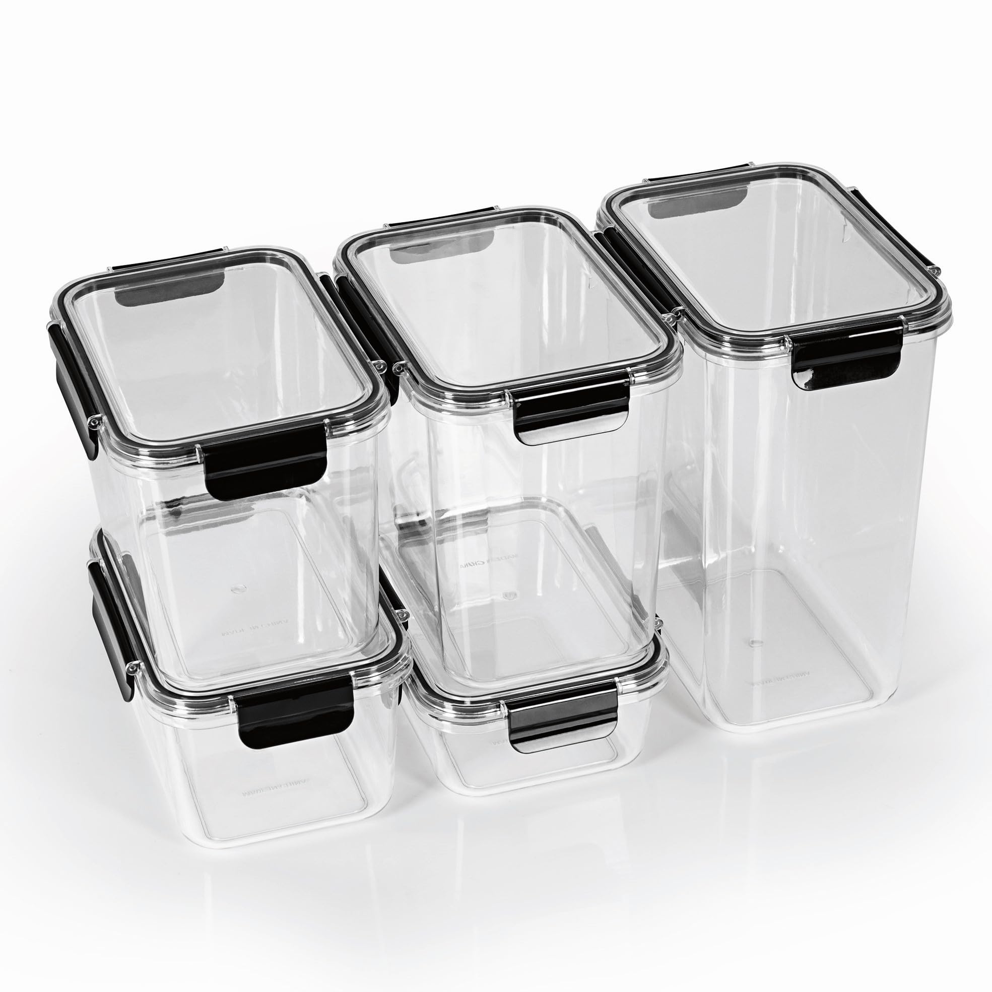 GourmetmaxxStorage Boxes, Set of 5, Airtight Storage Jars Thanks to Click-It Lid, Stackable Kitchen Organiser for Travel, Transparent and Heat Resistant Food Storage Containers, BPA-Free