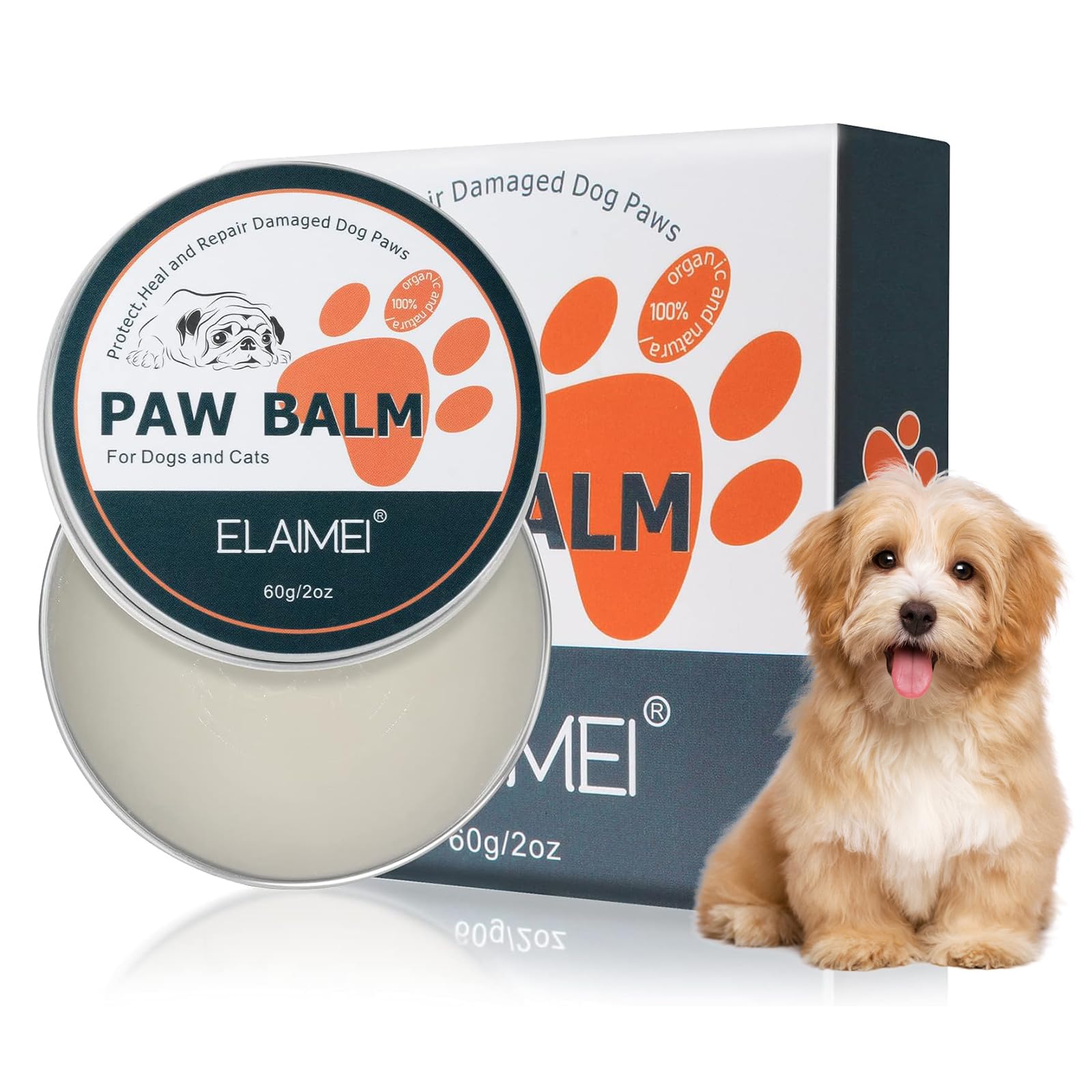 Fawoonu Paw Balm 2oz for Dogs and Cats Healing Dog Paw Balm & Paw Soother Protects & Heals Cracked Chapped Pads for Outdoor Winter Summer