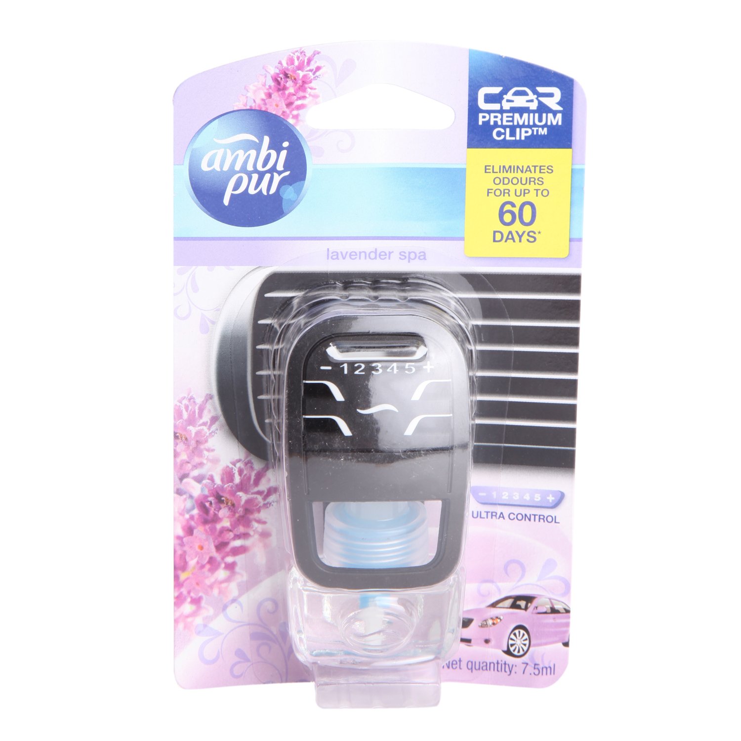 Ambi Pur Lavender Spa Ultra Control Car Air Freshener 60 Days 7.5 5ml Pack