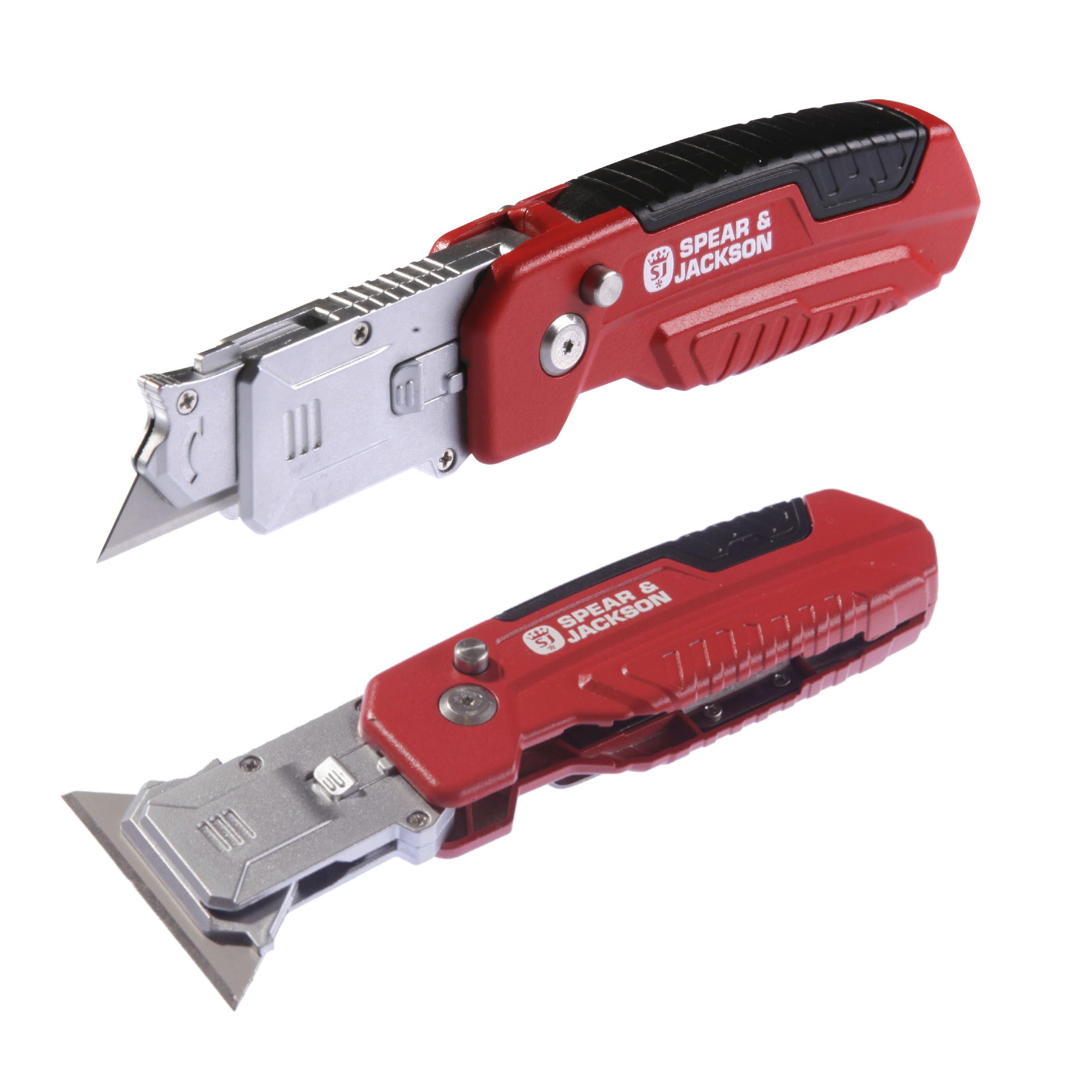 Spear & Jackson SJ1790 2-in-1 Trimming Knife and Scraper - Multi-Functional Utility Knife & Scraping Tool, Folding Cutting Blade Stores in Handle, Rotating Blade for Scraping + 10 Spare Blades