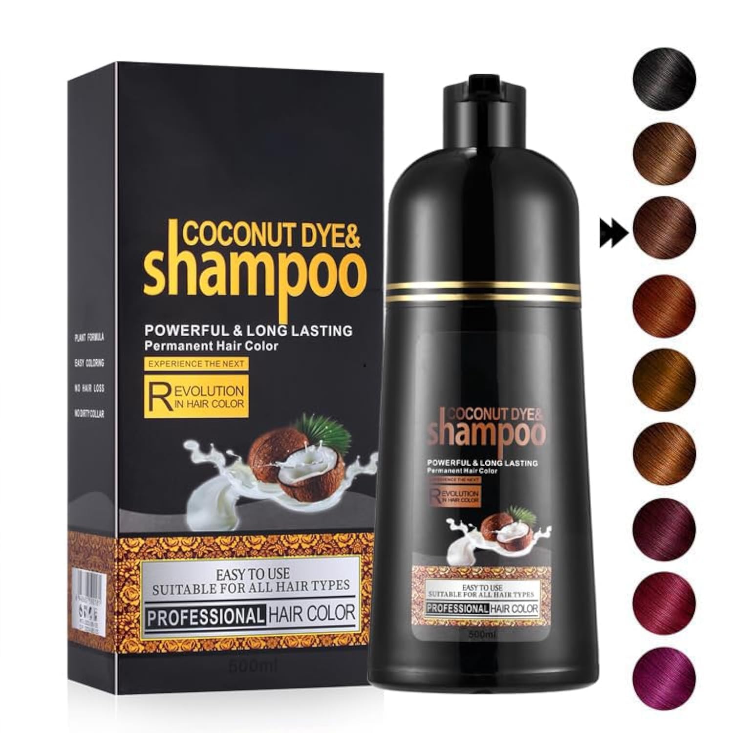 Fvquhvo Dark Brown Hair Color Shampoo for Gray Hair - Instant Hair Dye Shampoo 3 in 1 for Men & Women - Herbal Ingredients Safe to Use - 16.90 Fl Oz