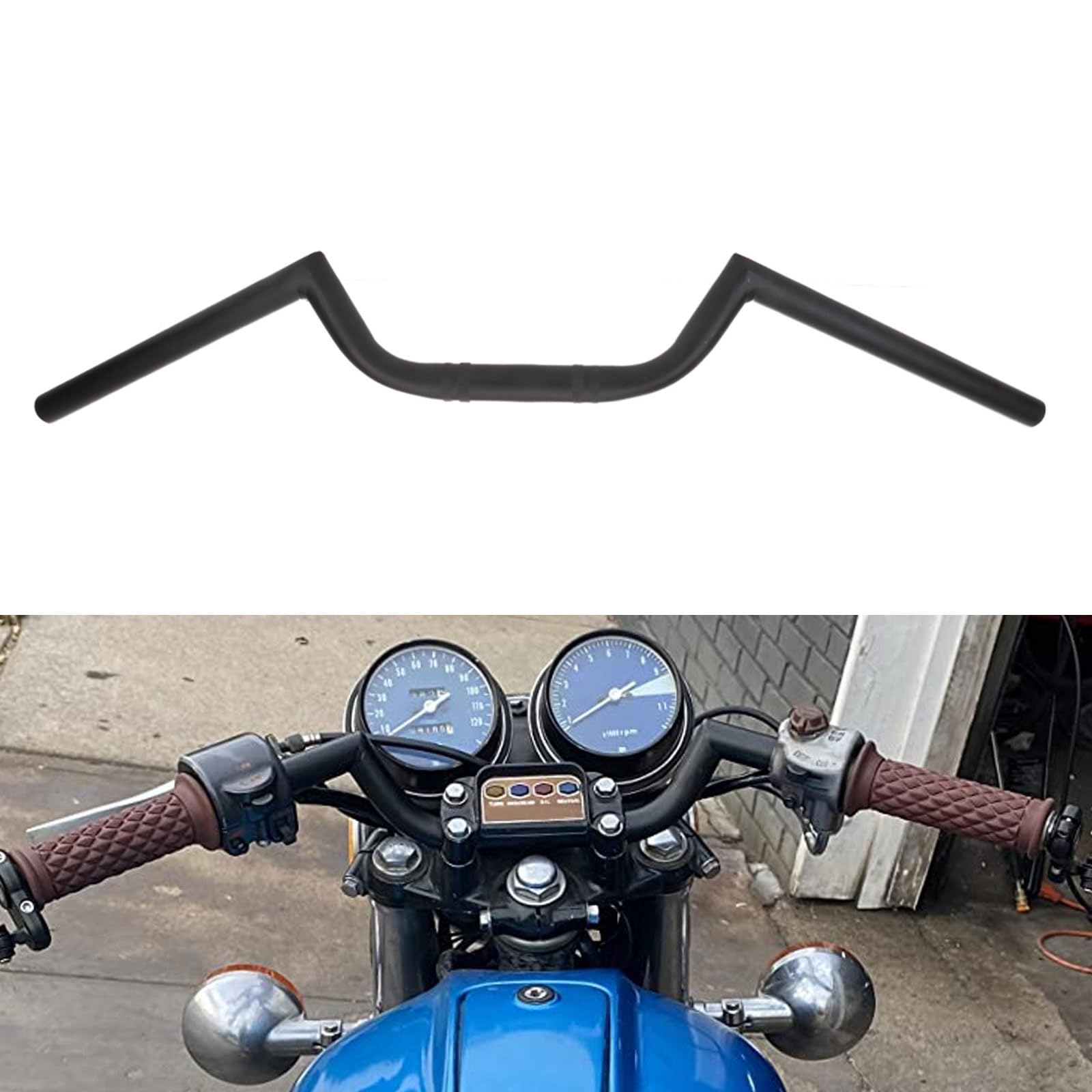 AnXin Motorcycle 7/8"22MM Handlebar Cafe Racer Ace Clubman Style Handlebars Universal For Custom Application Bobber Black