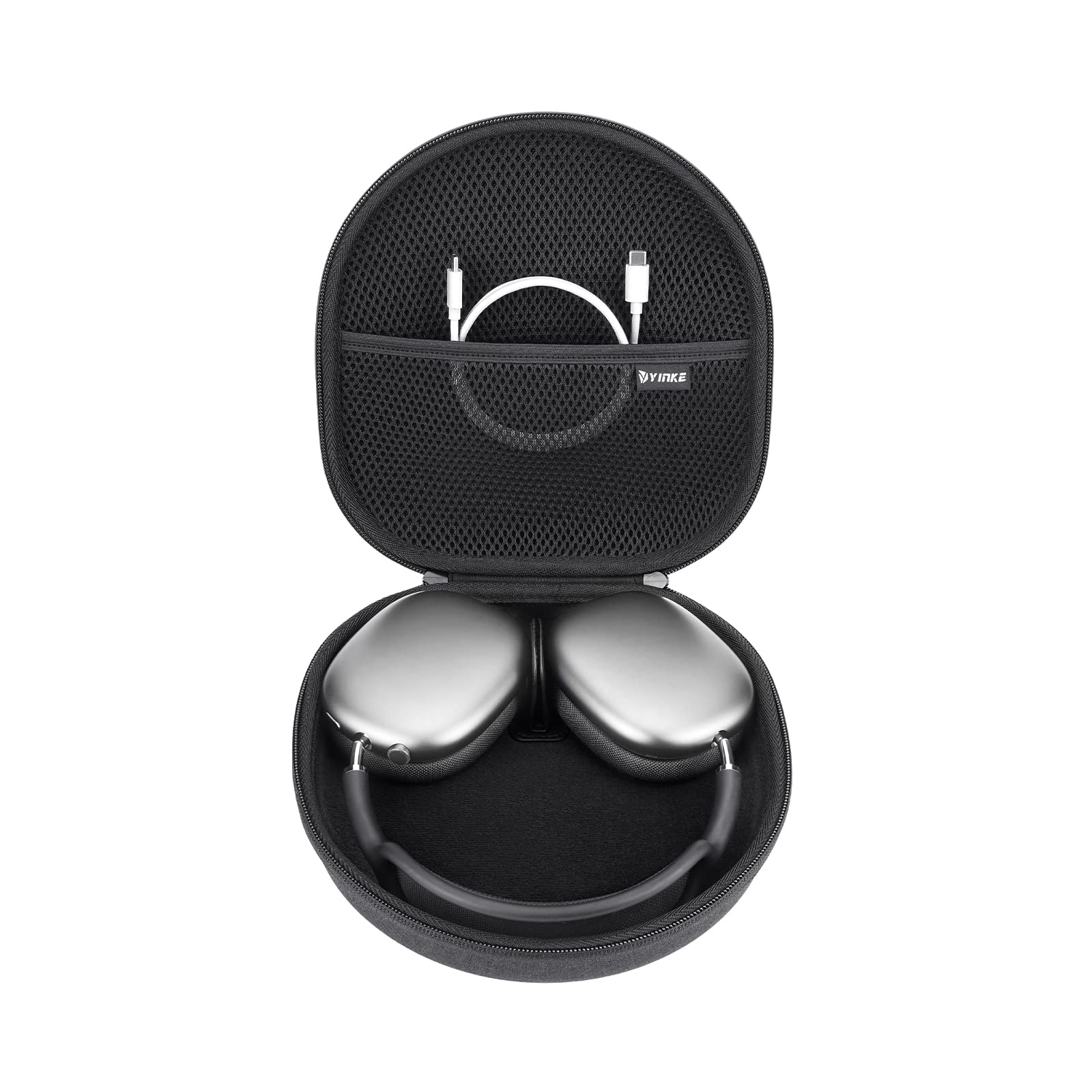 Yinke Smart Case for Apple AirPods Max Supports Sleep Mode, Hard Organizer Portable Carry Travel Cover Storage Bag (Black)