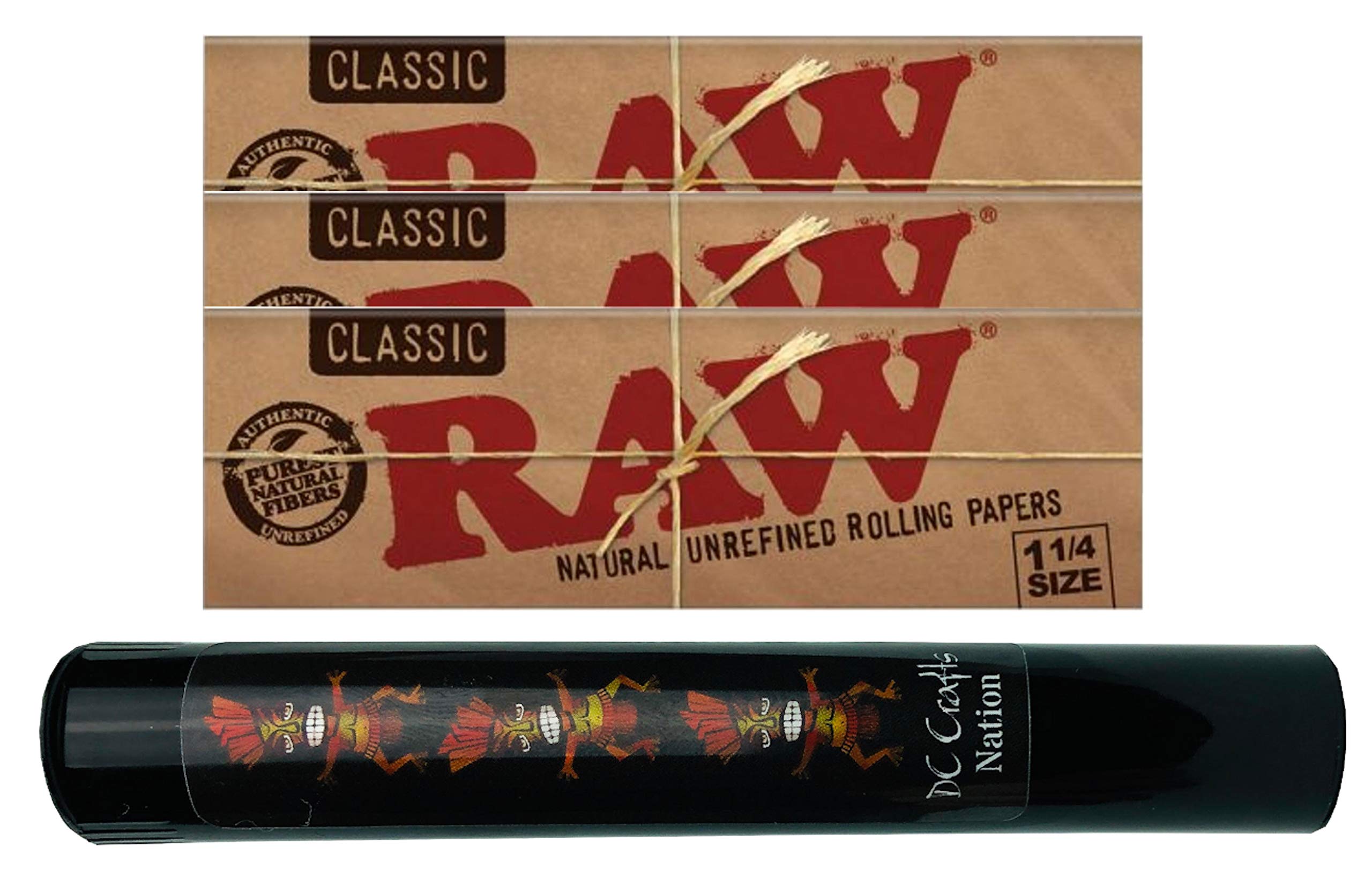 DC Crafts Nation Child Resistant Protector with Raw Natural Rolling Papers 3 Count - Tiki Man