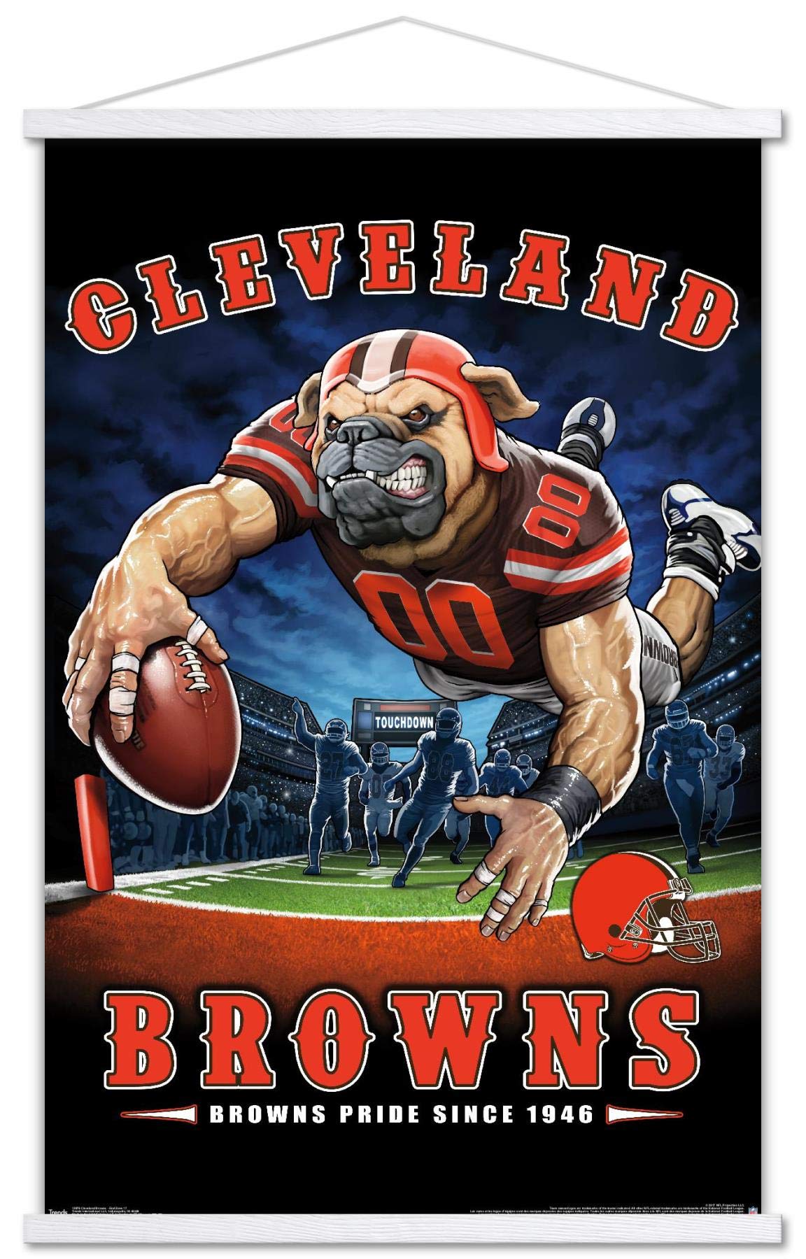 Trends International NFL Cleveland Browns - End Zone 17 Wall Poster, 22.375" x 34", Premium Print and White Hanger Bundle