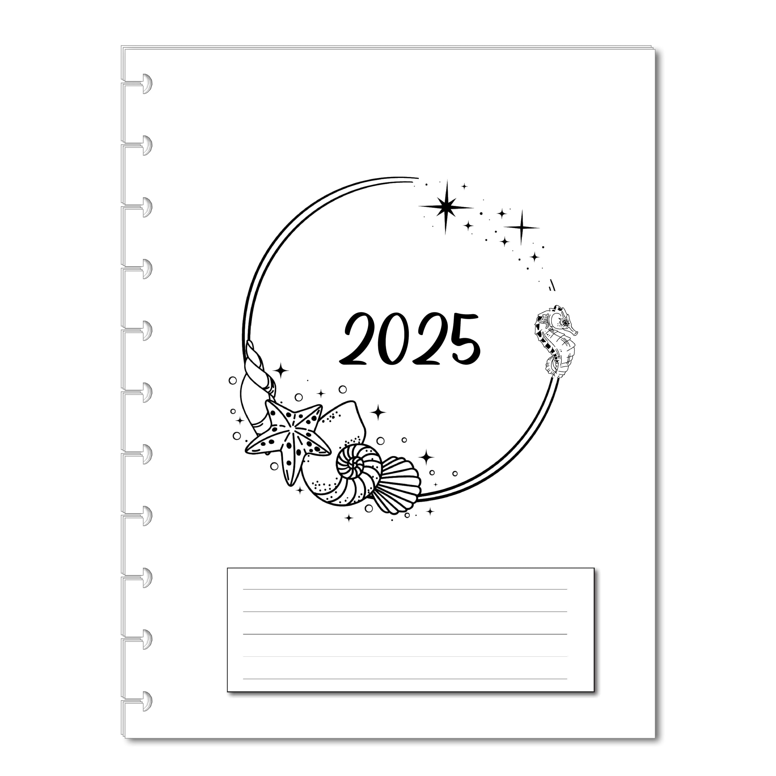 2025 Monthly Calendar Refills for 11-Disc Letter Size Planners. Fits: TUL Letter, Staples ARC Notebook, Levenger Circa, NOTIQ Letra 11-Disc (XL1), Marta Stewart (Ocean)