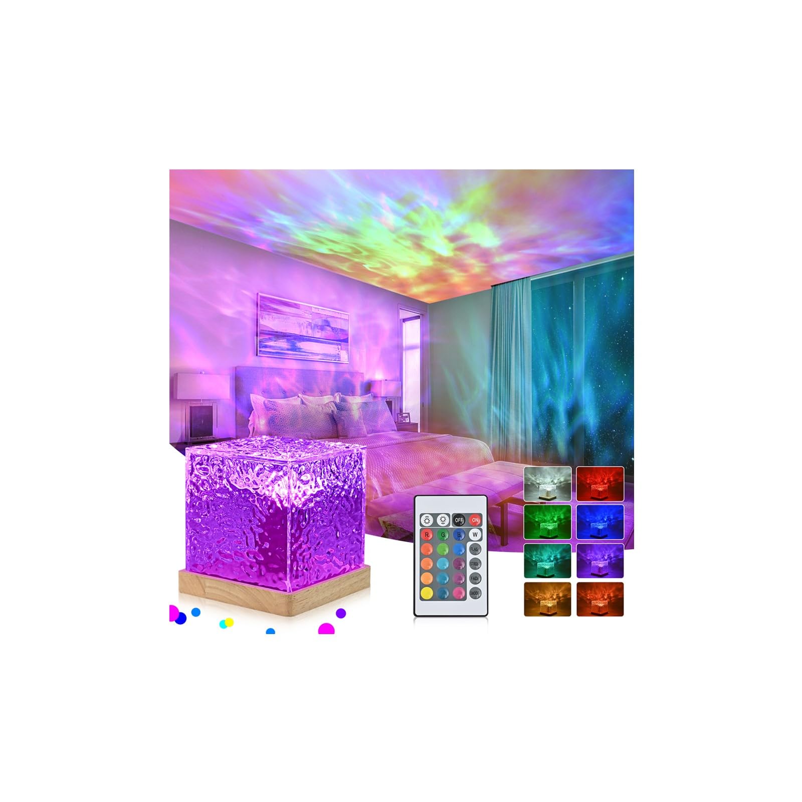 Galaxy Projector Light for Bedroom,Ocean Wave LED Night Light Star Projector 16 Colors 30 Lighting Modes with Remote Control,RGB Dimmable Sensory Lights Star Light Projector for Kids Party Decor