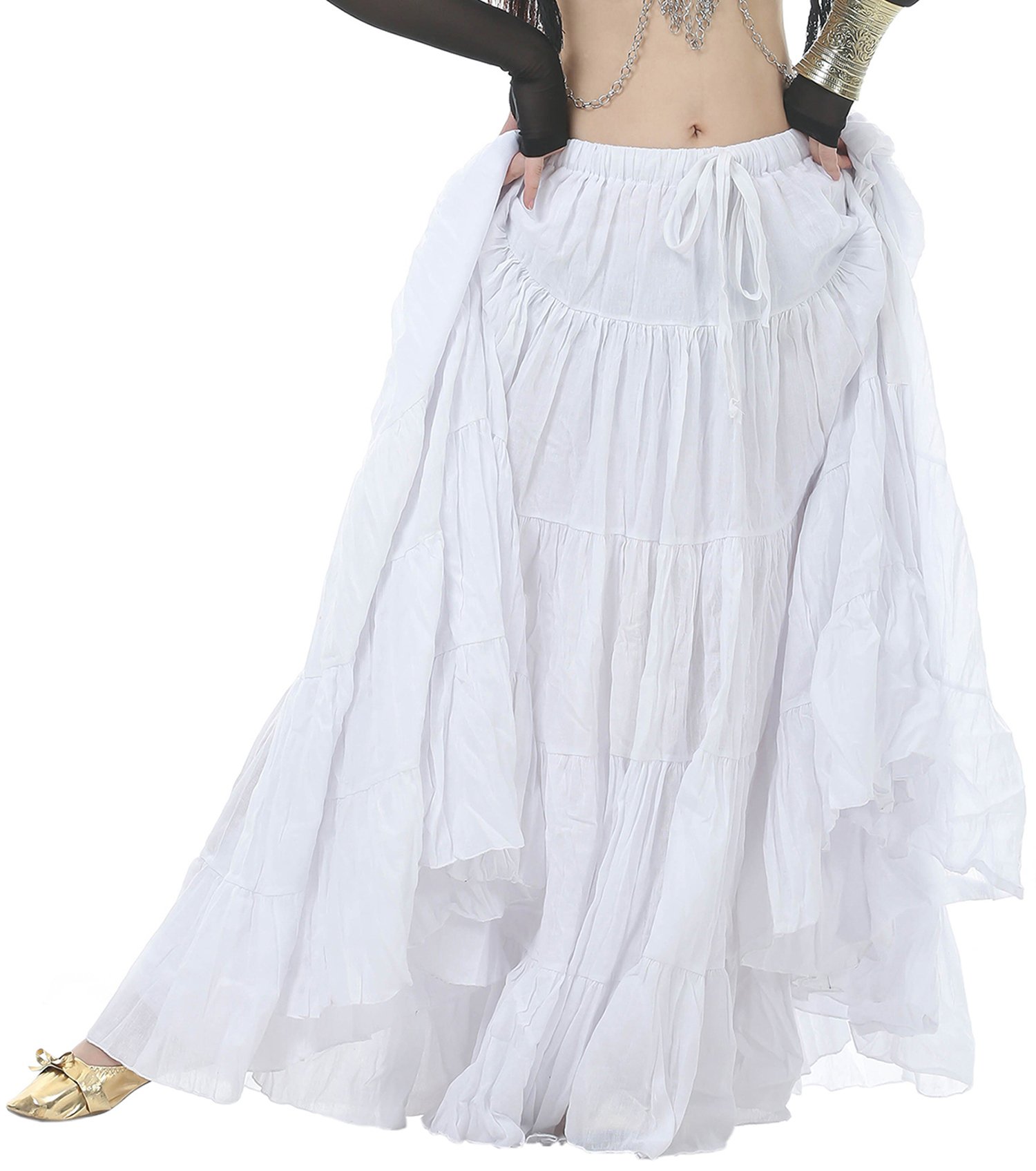 AstageWoman Belly Dance Full Circle Maxi Trible Skirts Linen Bohe Dress