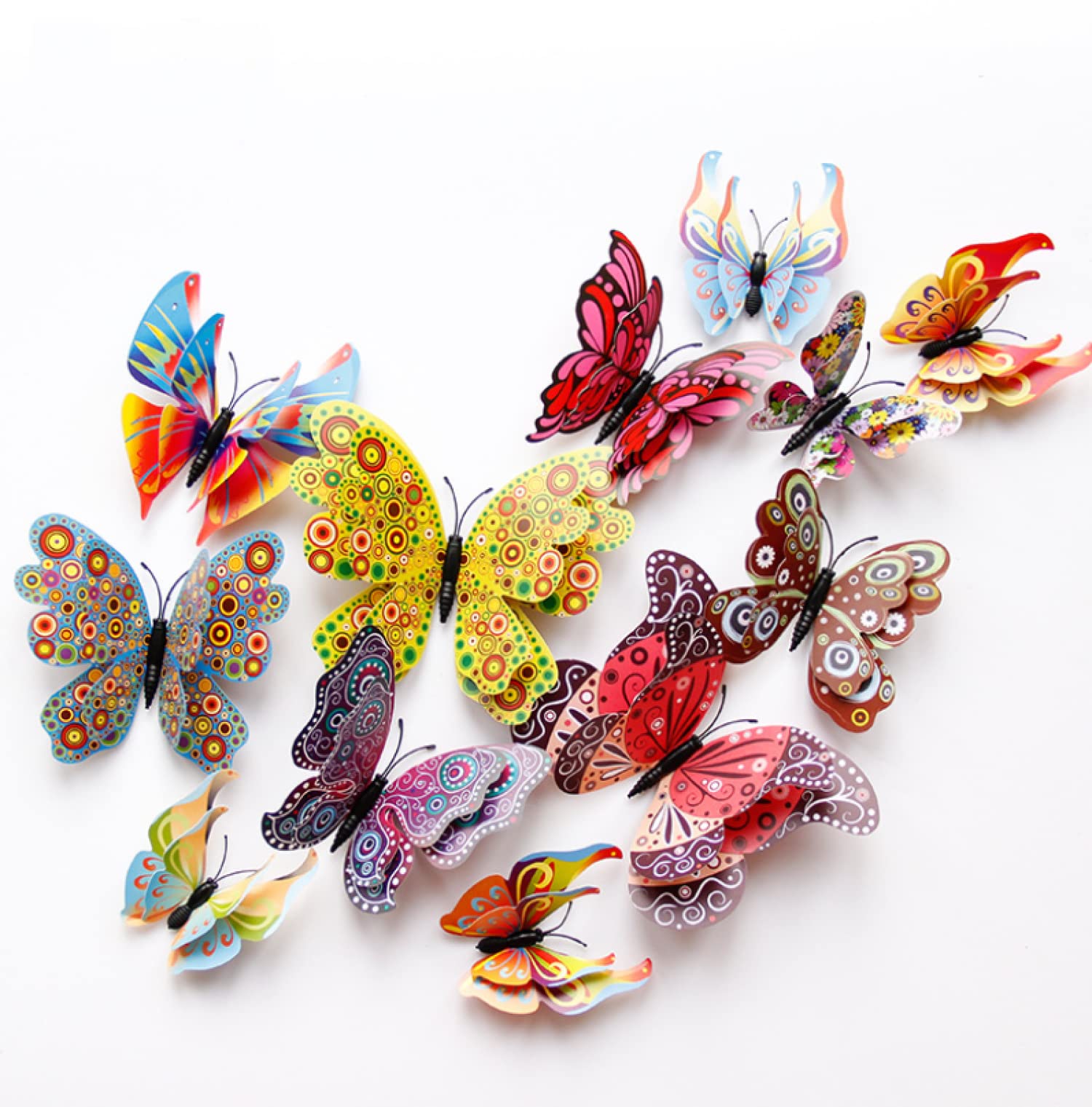 JAAMSO ROYALS Multi 3D Magnet Butterfly Self Adhesive Peel and Stick Home Décor Wall Sticker (Set of 12)