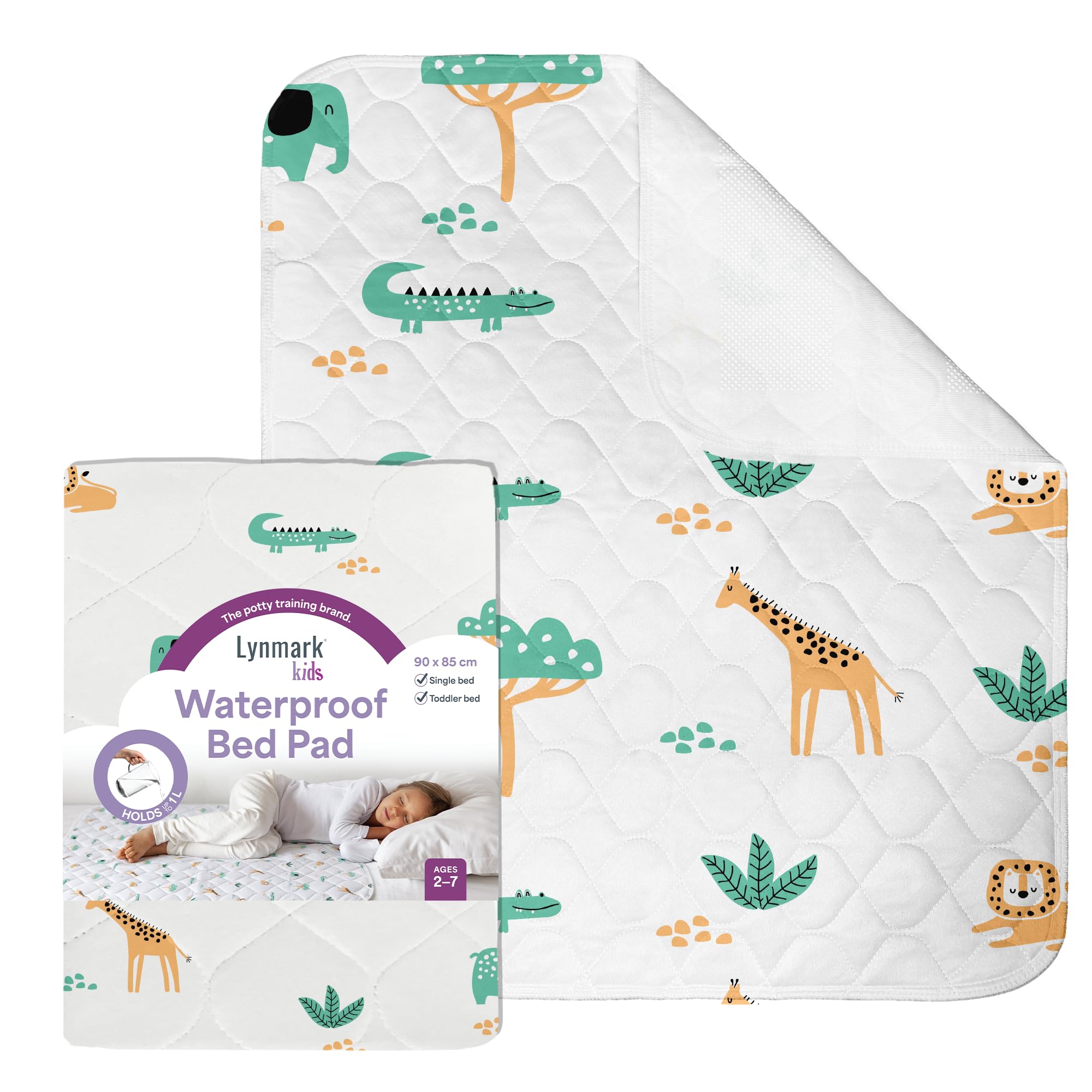 Potty Training Bed Pad, Mattress Protector for 100% Night Time Waterproof Protection|Safari|Lifesaver for Mattress Whilst Night Time Toilet Training|Easy To Wash & Dry|Fits Toddler & Single Size Bed