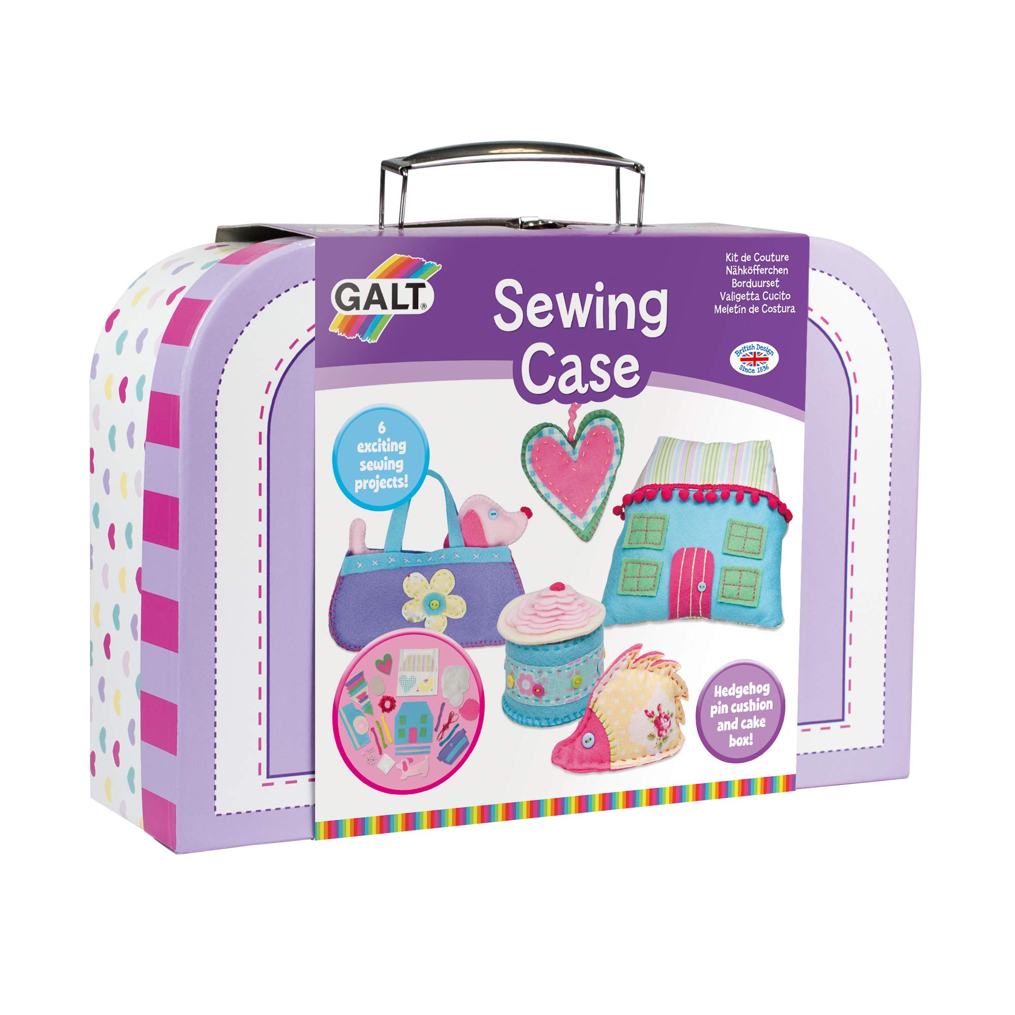 GaltSewing Case - Creative Cases Childrens Sewing Set - Introduction to Sewing Kit -Learn to Sew Arts and Crafts Kit for Kids - 6 Colourful and Fun Sewing Projects, Carry Case and Guide - Ages 7 Plus