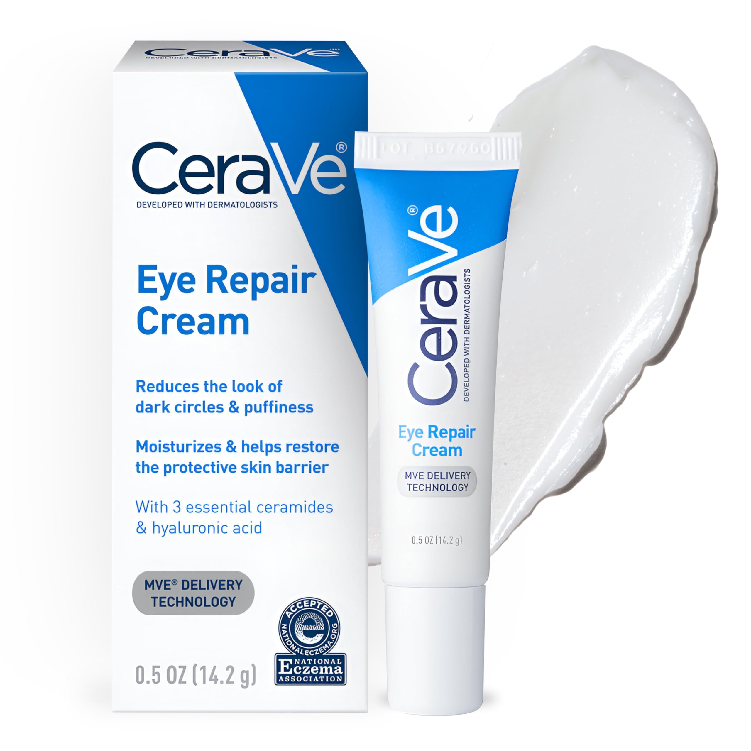 CeraVeEye Repair Cream | Under Eye Cream For Puffiness And Bags Under Eyes | Hyaluronic Acid + Niacinamide + Marine Botanical Complex | Hydrating Eye Cream | Oil Free & Opthalmologist Tested