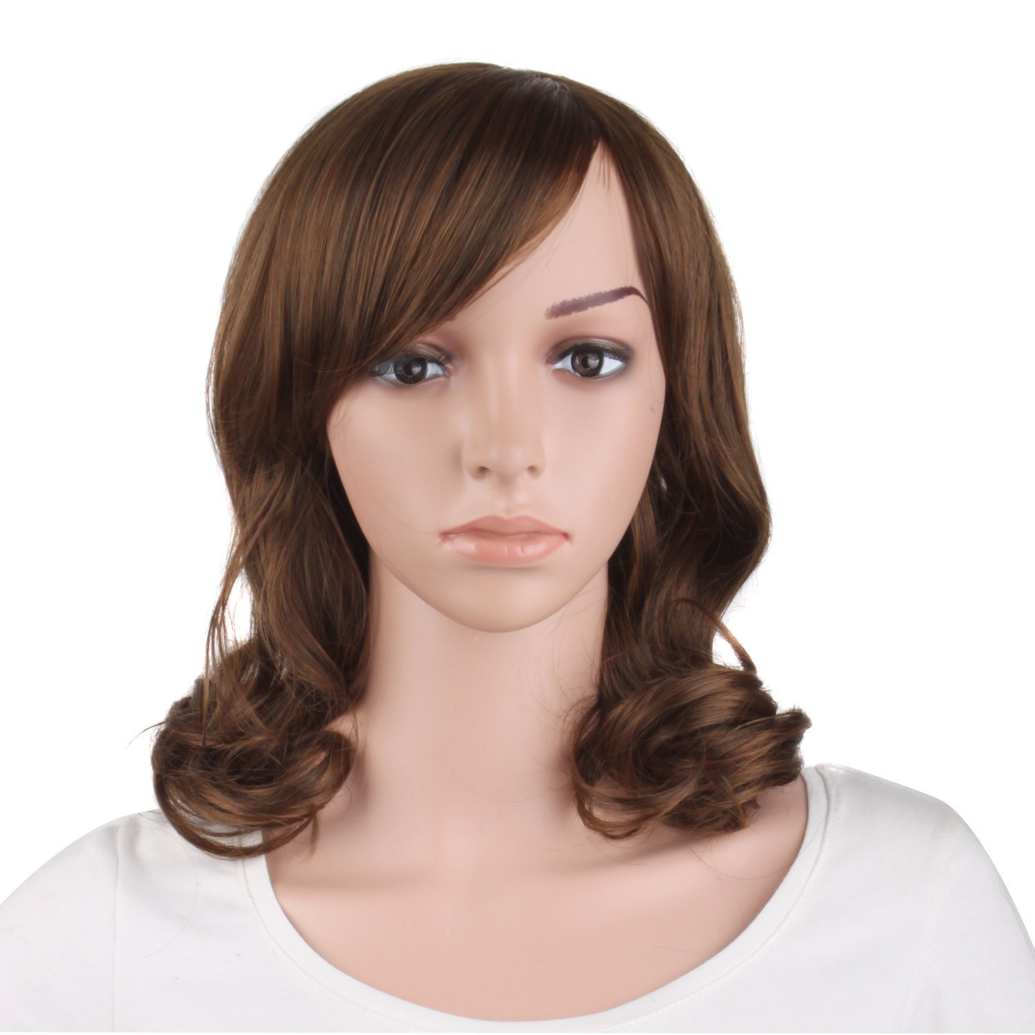 MapofBeauty 16"/40cm Hot Medium Curly Wig (Light Brown)