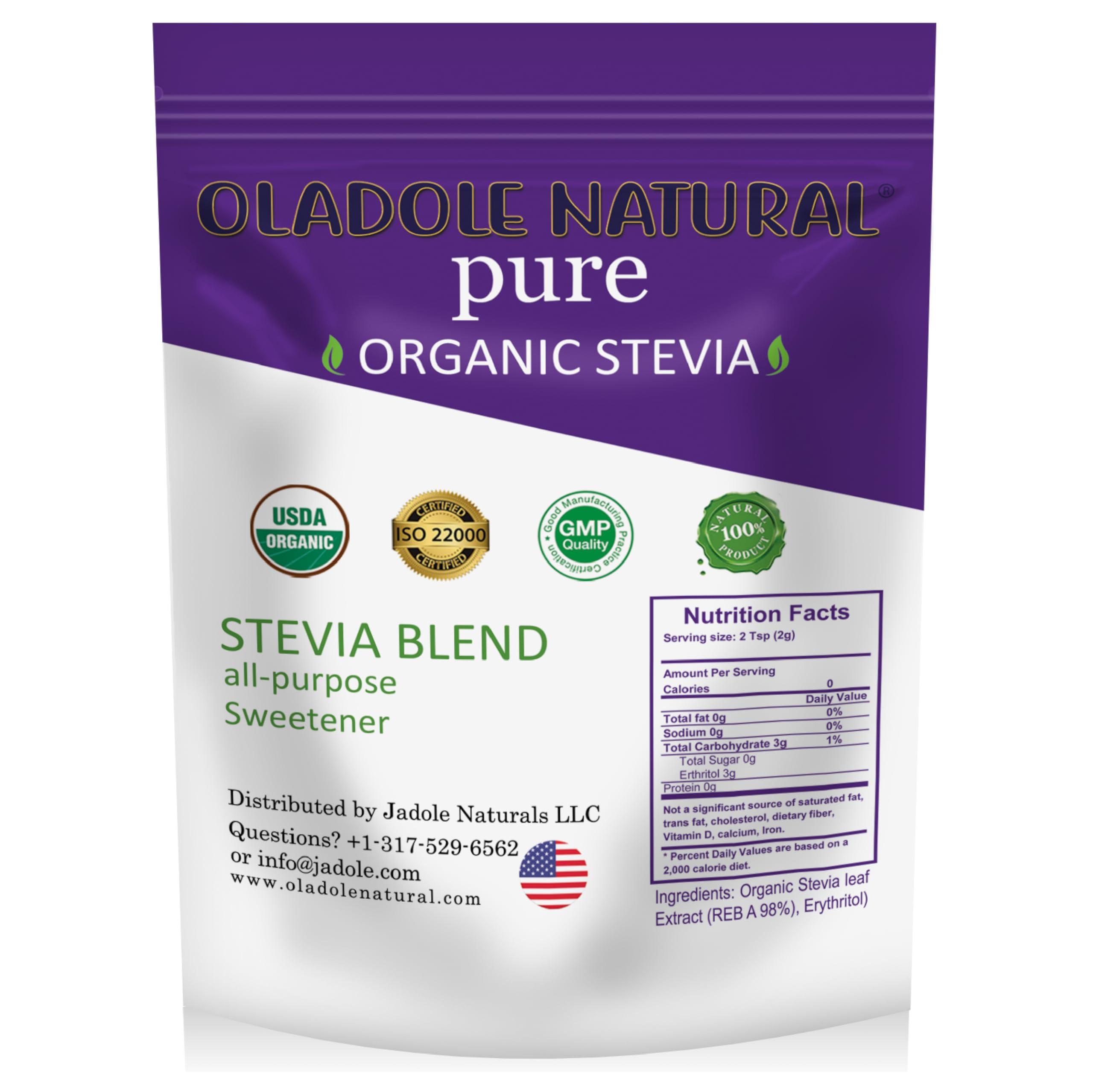 Oladole NaturalOrganic Stevia Sweetener Blend- 200g | Supports Blood Sugar Level, Weight Management | Plant- Based Keto Friendly Sugar Substitute | Low Glycemic & Carb Free, Non- GMO