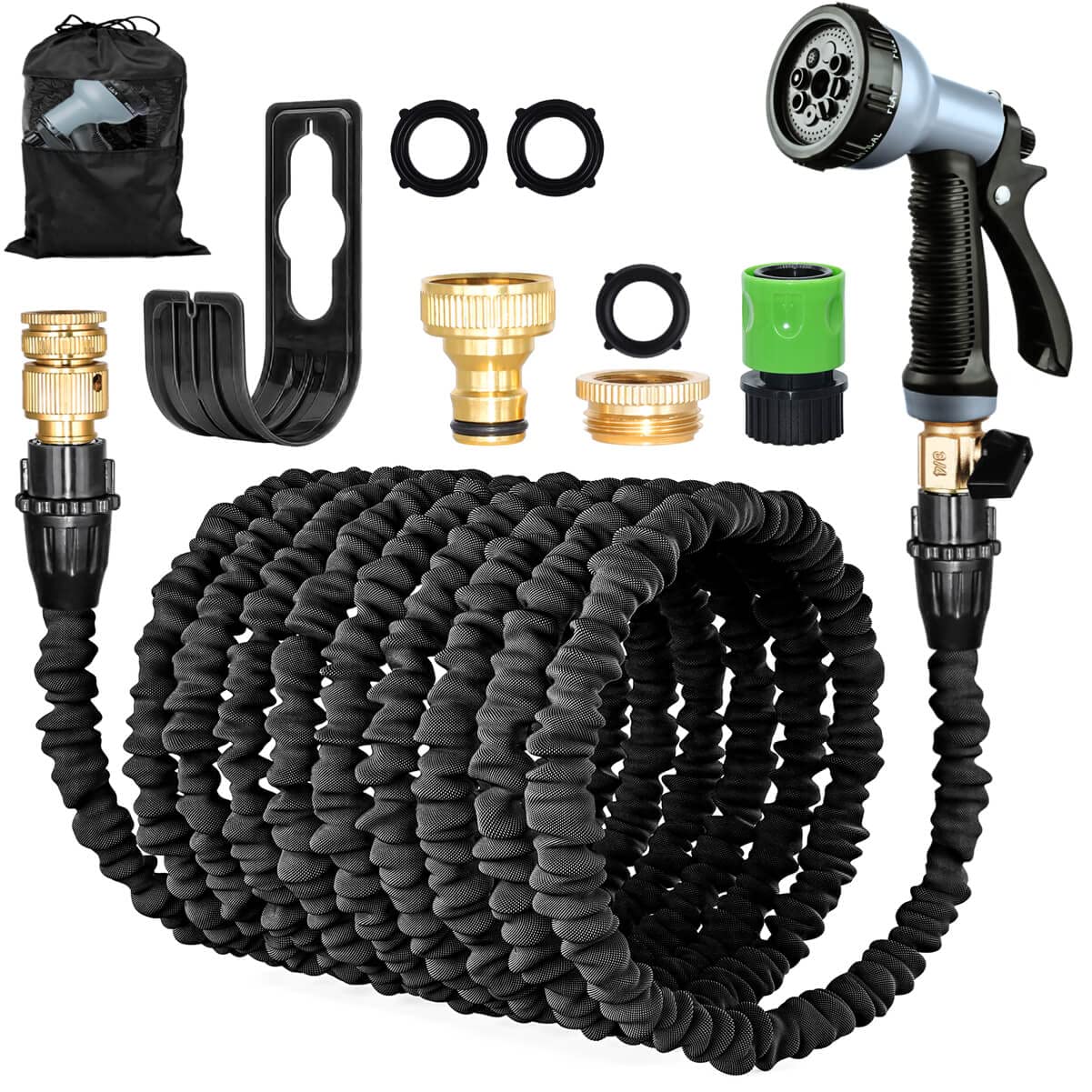 Hose Pipe Expandable Garden Hose 50FT Lightweight Flexible Water Hosepipe with Metal Connector, 8 Function Spray Nozzle for Garden Watering, House Cleaning, Indoor and Outdoor Use