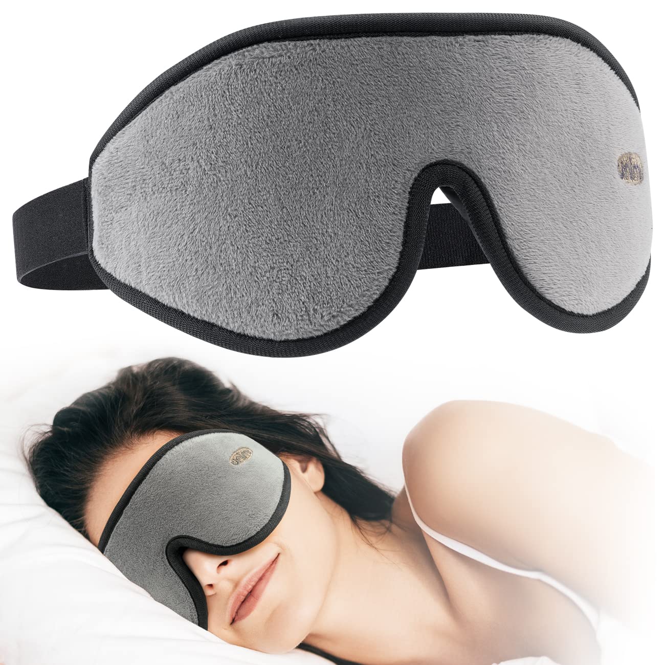 Sleep Mask for Side Sleeper, YFONG 3D Contoured Eye Mask Blocking Lights Sleeping Mask for Women Men, No Pressure Soft Eye Covers for Sleeping Night Blindfold with Adjustable Strap, for Travel, Nap