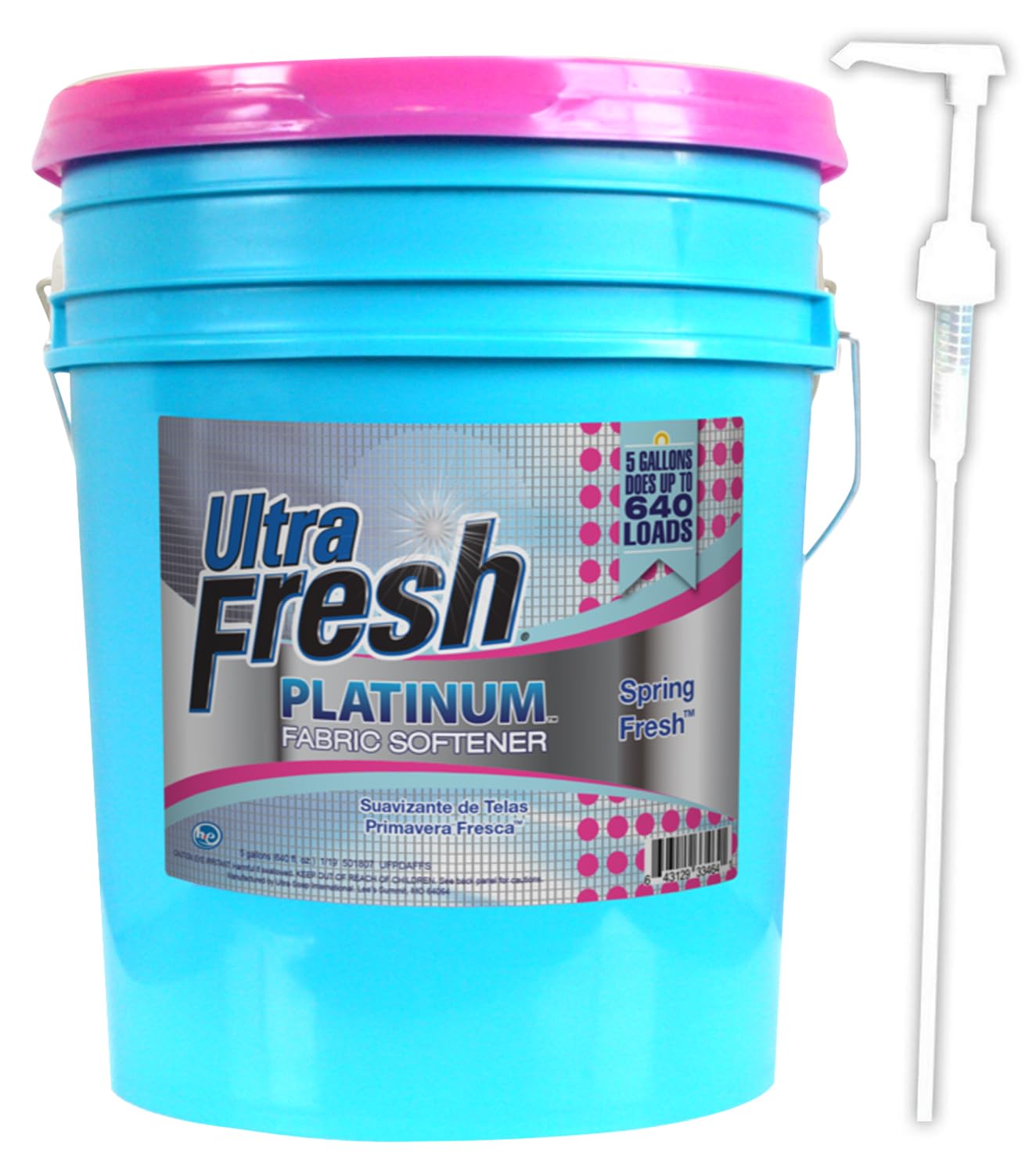 Ultra FreshUFSF640 Platinum Spring Fresh Fabric Softener, 5 gal, 640 oz.