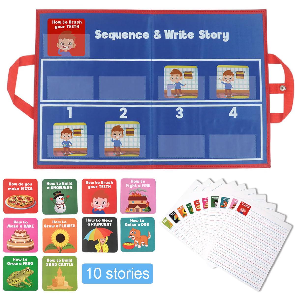 Sequencing Cards autism speech therapy materials,sequencing cards for kids ages 3-5,story sequence card,sentence building cards,speech language materials (10 Story)