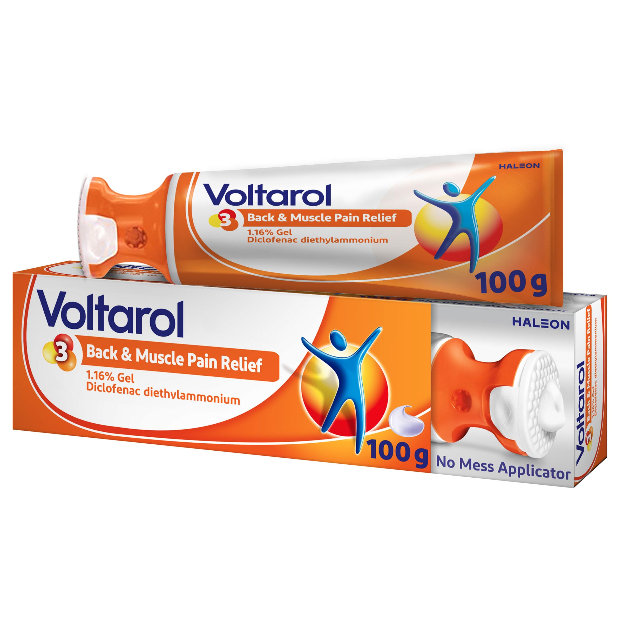 Voltarol Back & Muscle Pain Relief 1.16% Gel with No Mess Applicator, for Joint Pain Relief, suitable for Knee Pain & Neck Pain, 100g