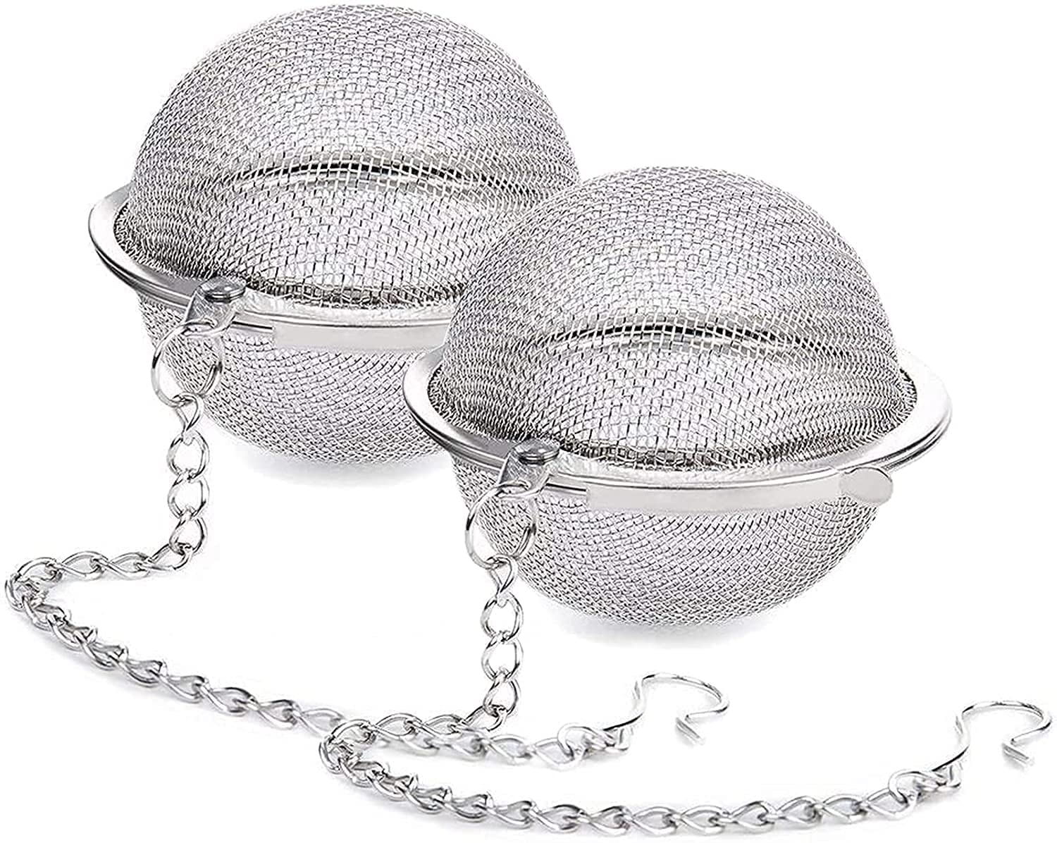 Avon Wellness 3 Size Tea Filter Strainers Stainless Steel Infuser Sphere Locking Spice Ball Strainer Mesh Kitchen Accessories with Chain 304 for Loose and Mulling Spices Filters (2, Big)