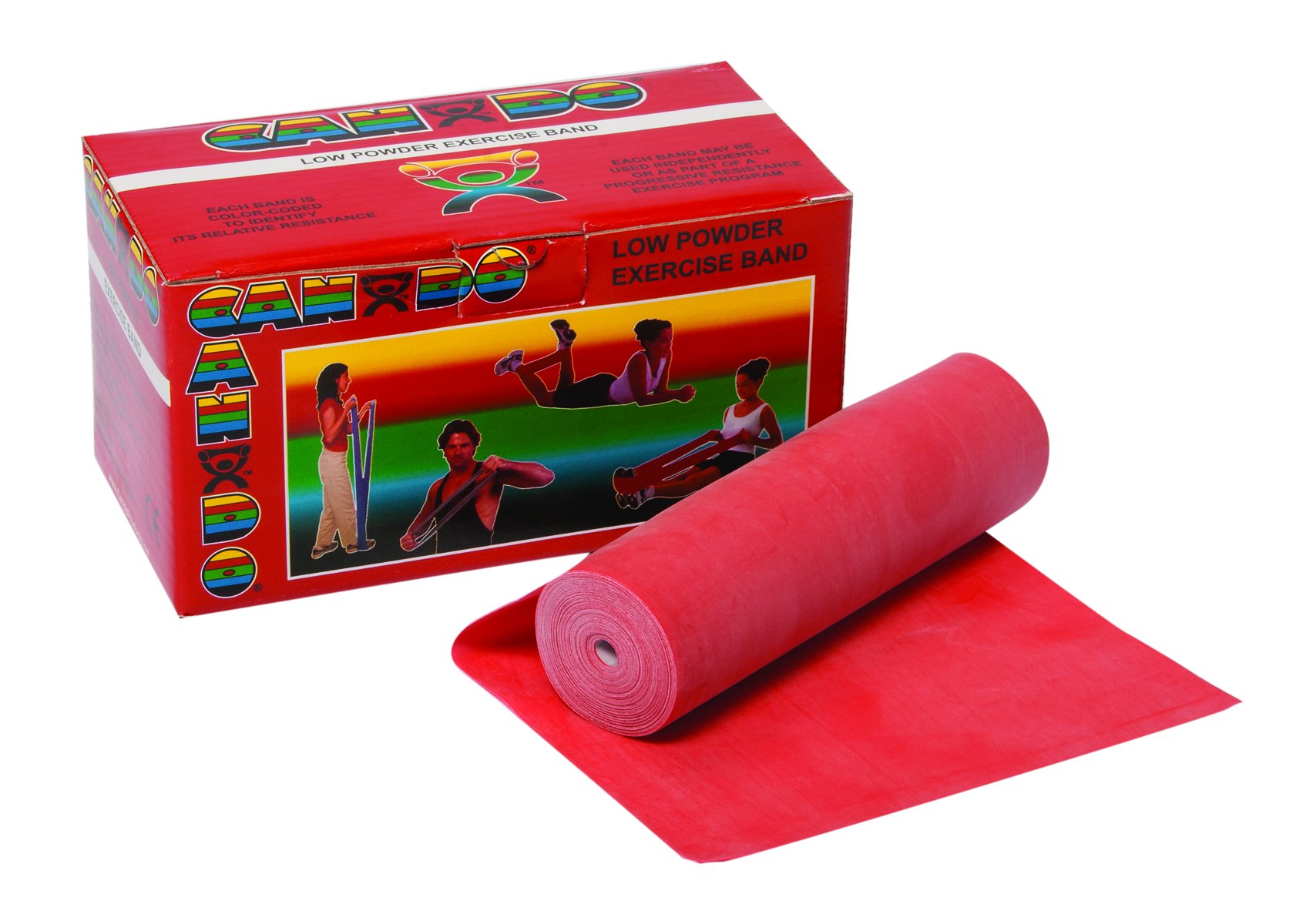 CanDo Low Powder Exercise Band, 6 yard Roll, Red: Light