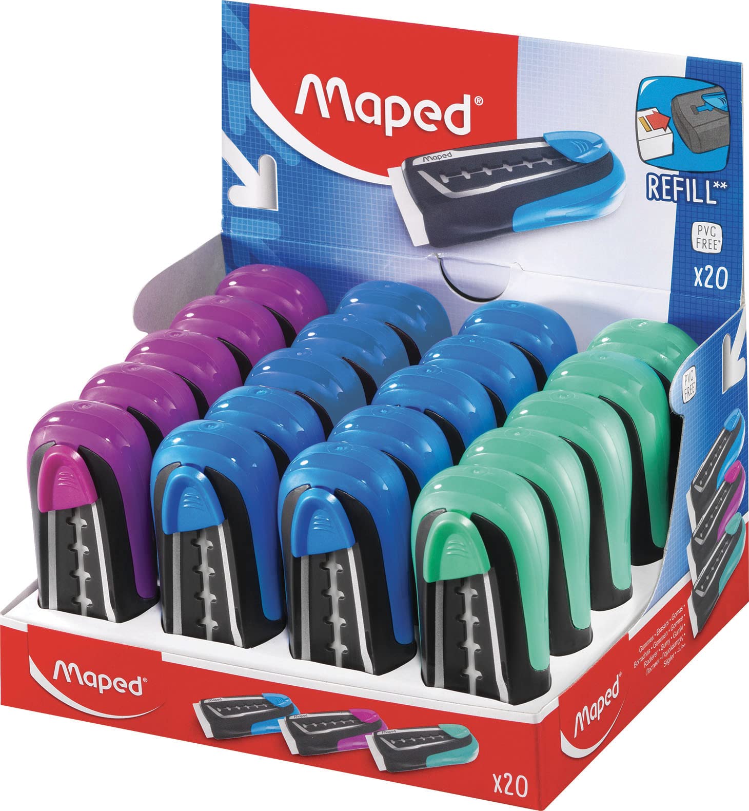 MapedTechnic Expert 20-Pack Retractable Vinyl Eraser - Precision Error Correction - Sleek & Clean Design - Smudge-Free, Non-Toxic