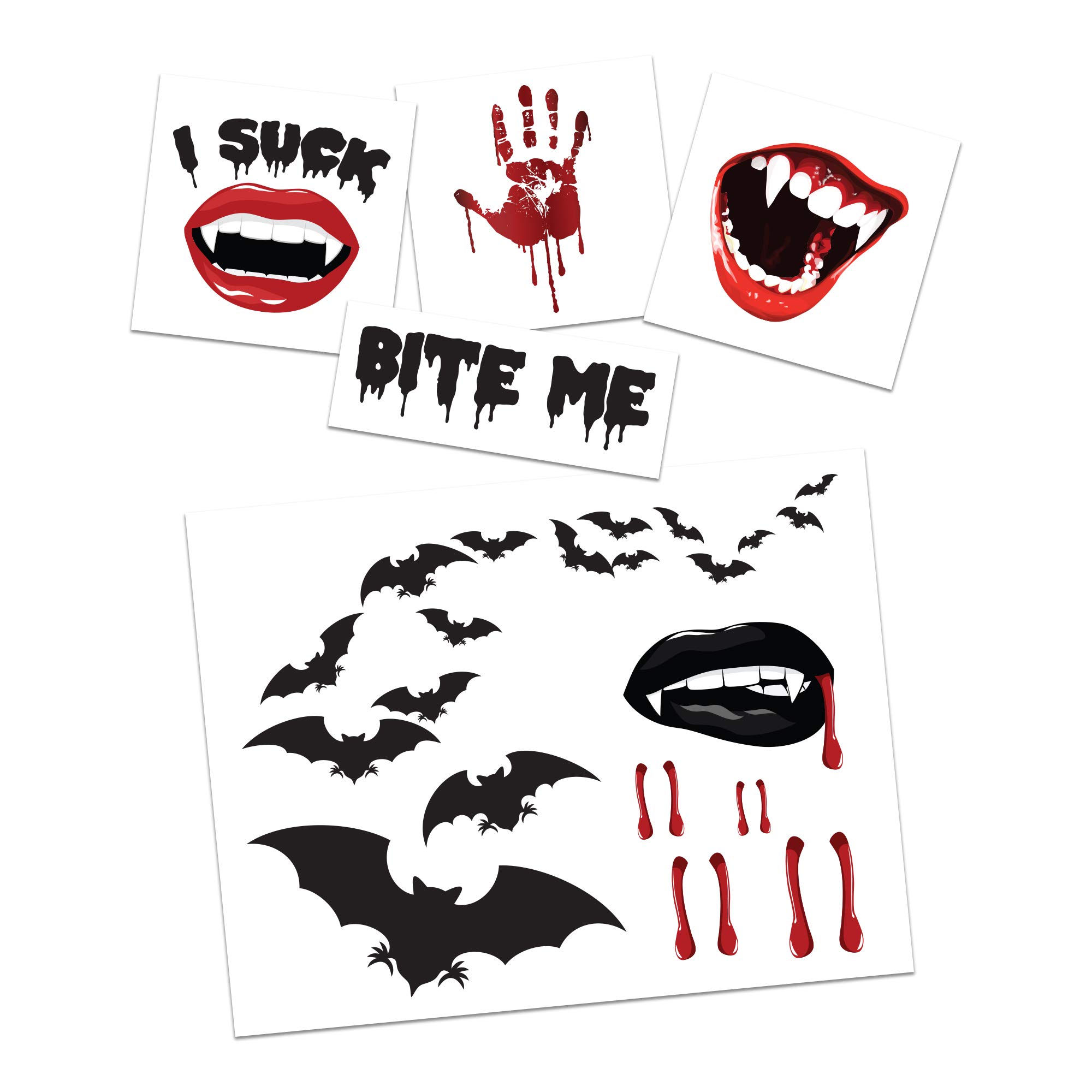 Vampire Temporary Tattoo Pack | Halloween Costume Tattoo Kit | Skin-Safe | MADE IN USA | Removable