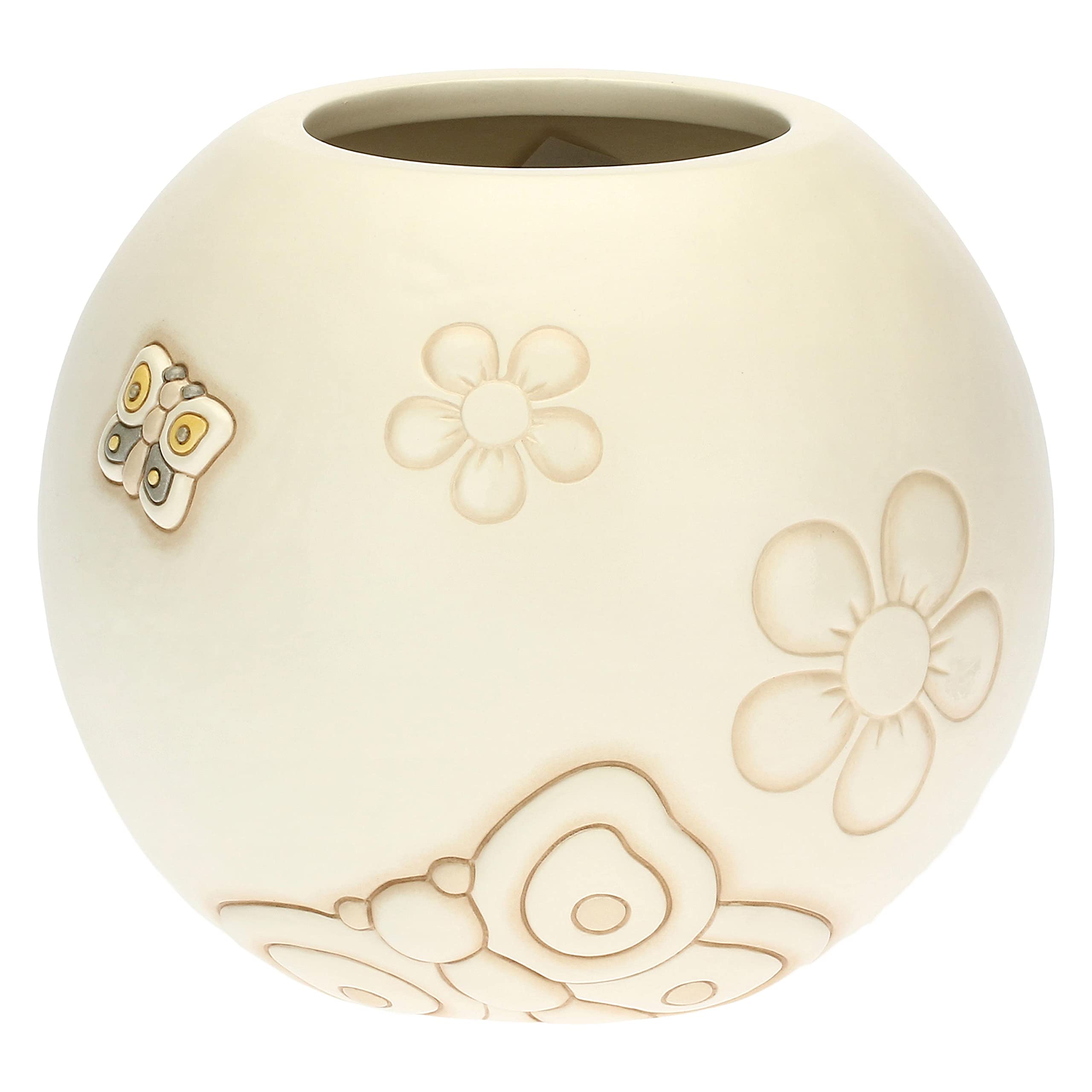 Inateck THUN - Dekorative Vase mit Schmetterling und Blumen - Linie Elegance - Living, Dekoration Des Hauses - Keramik - Standfuß/Öffnung Oben Ø 10 cm; Ø Vase 20.3 cm; 18 cm h