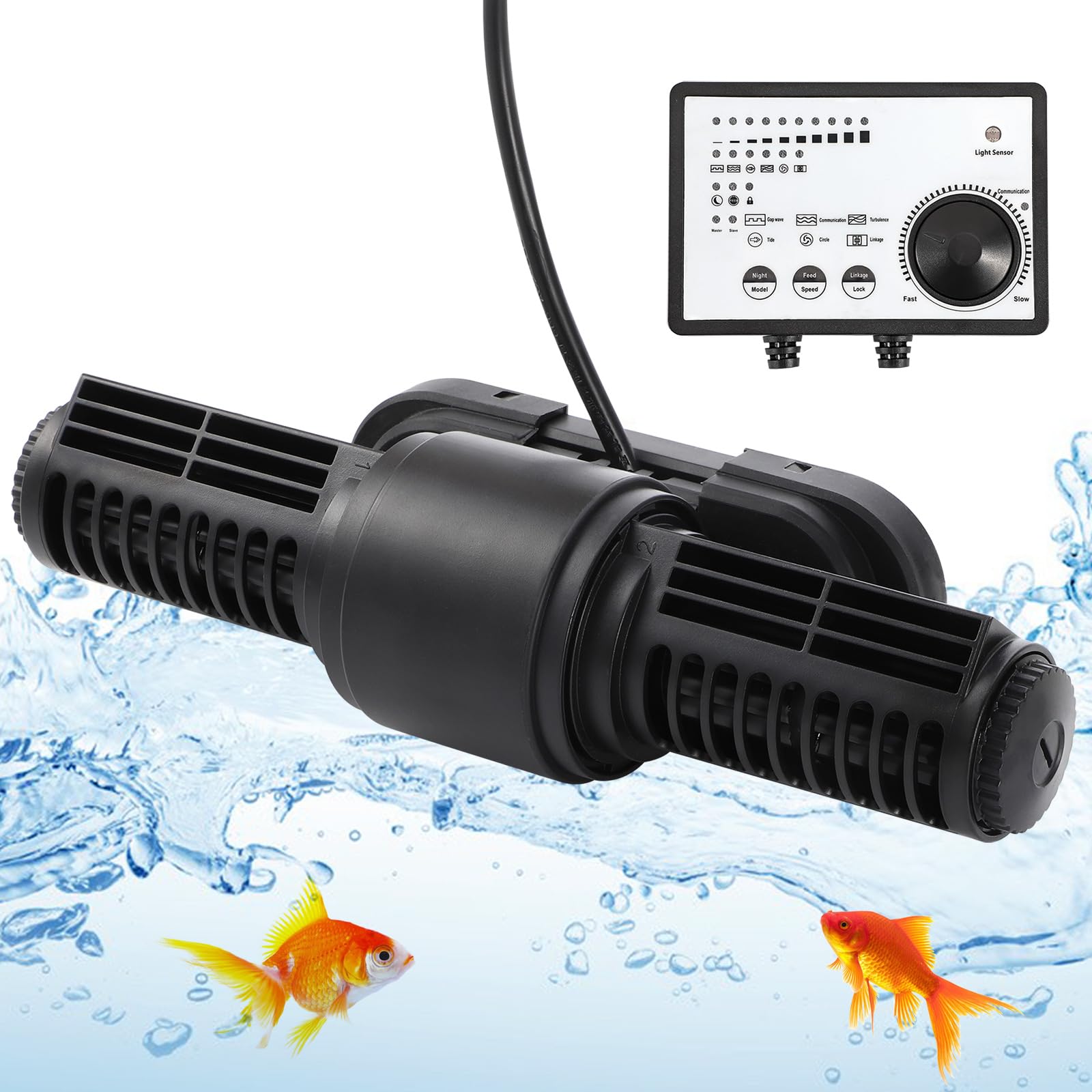 Poafamx 35W Wave Maker for Aquarium 4095GPH, Adjustable Aquarium Wavemaker with LED Display Controller, Magnetic Powerhead Cross Flow Circulation Pump for above 55 Gallon Sea & Freshwater Fish Tanks