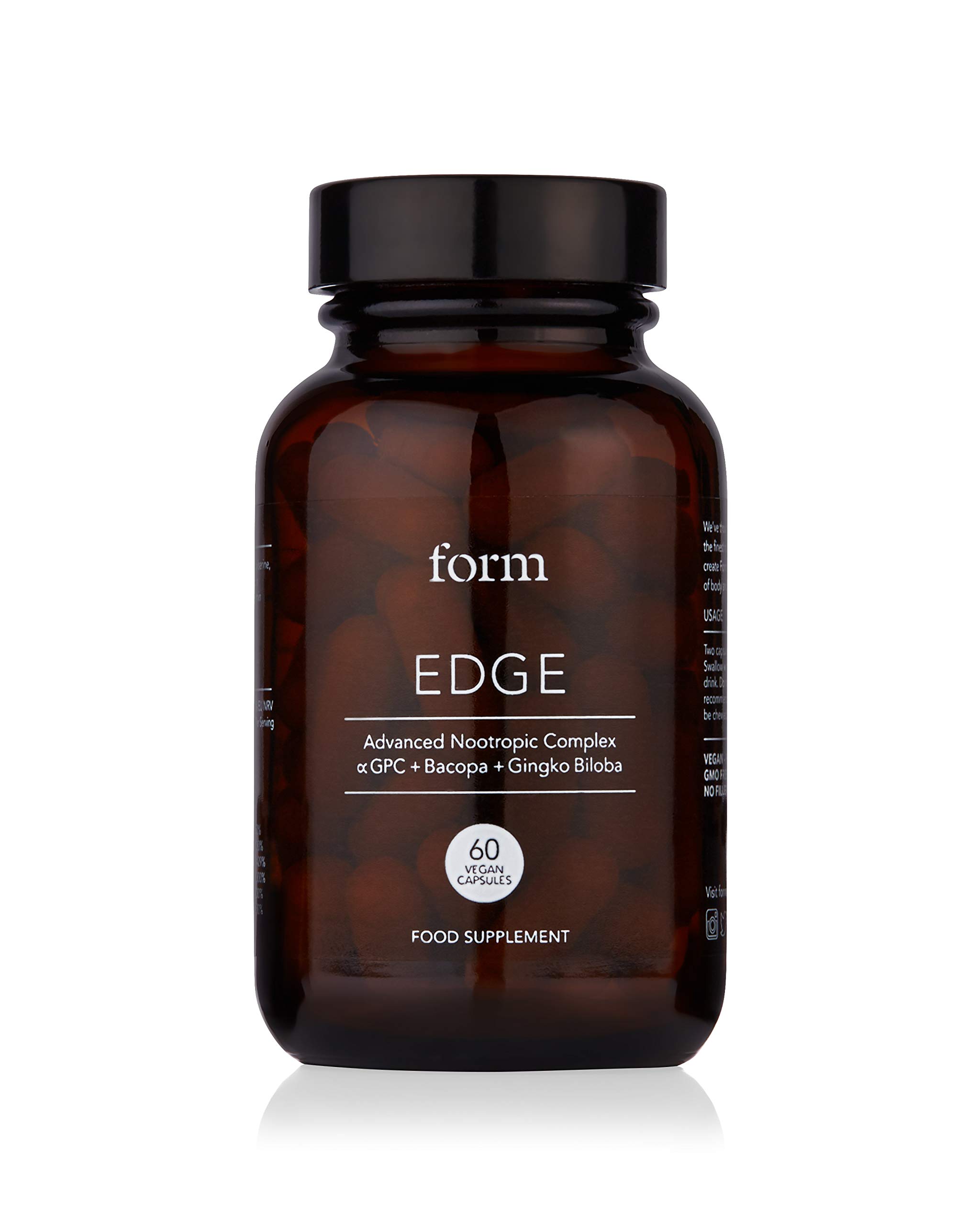 Form Edge - Natural Nootropic for Focus | Daily Cognitive Enhancer to Improve Memory and Increase Calmness | Alpha GPC | Herbal extracts, nootropics and B Vitamins | Bacopa Monnieri | Ginkgo Biloba