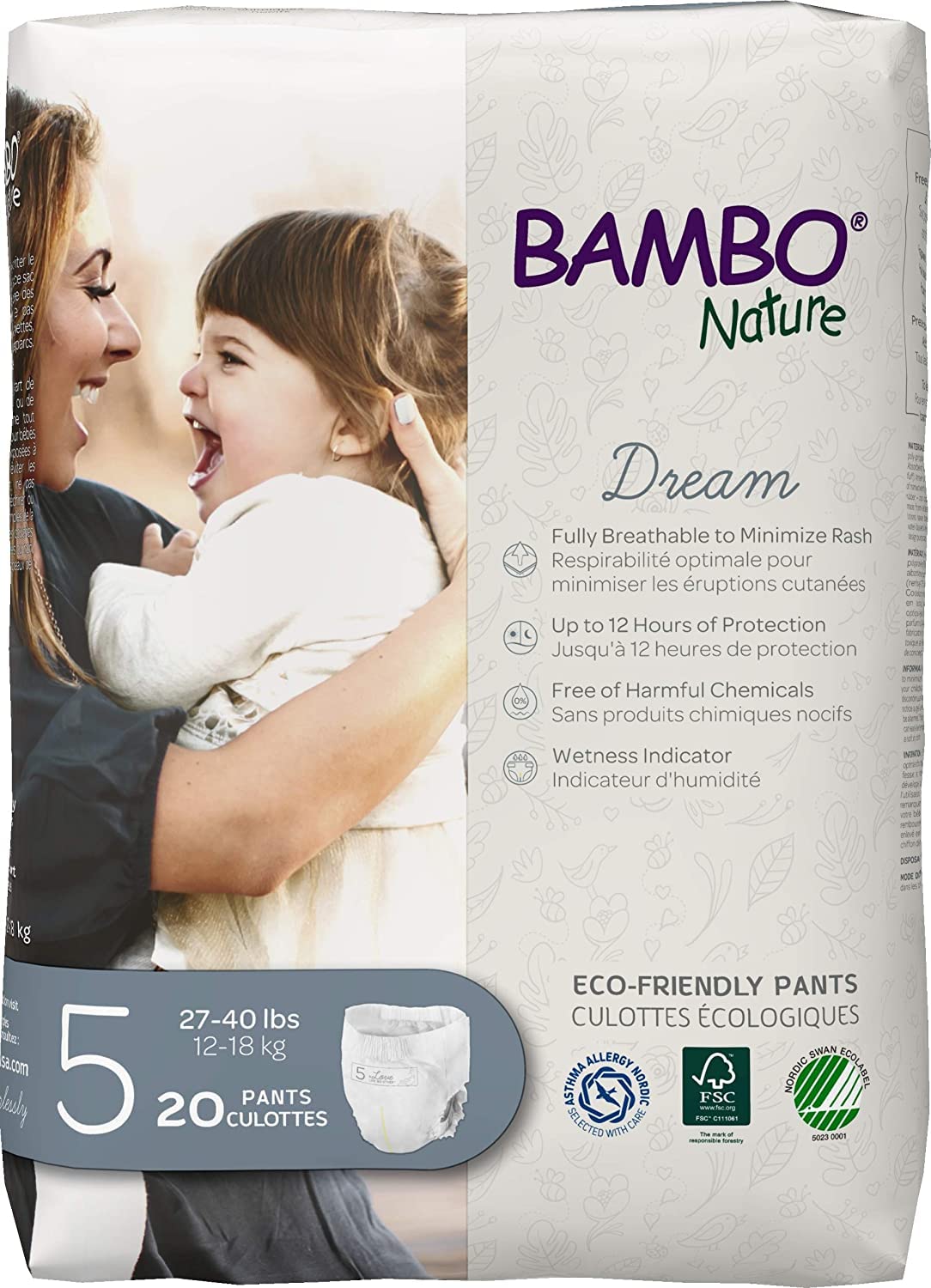 Bambo NaturePremium Training Pants - French/English Packaging, Size 5, 20 Count