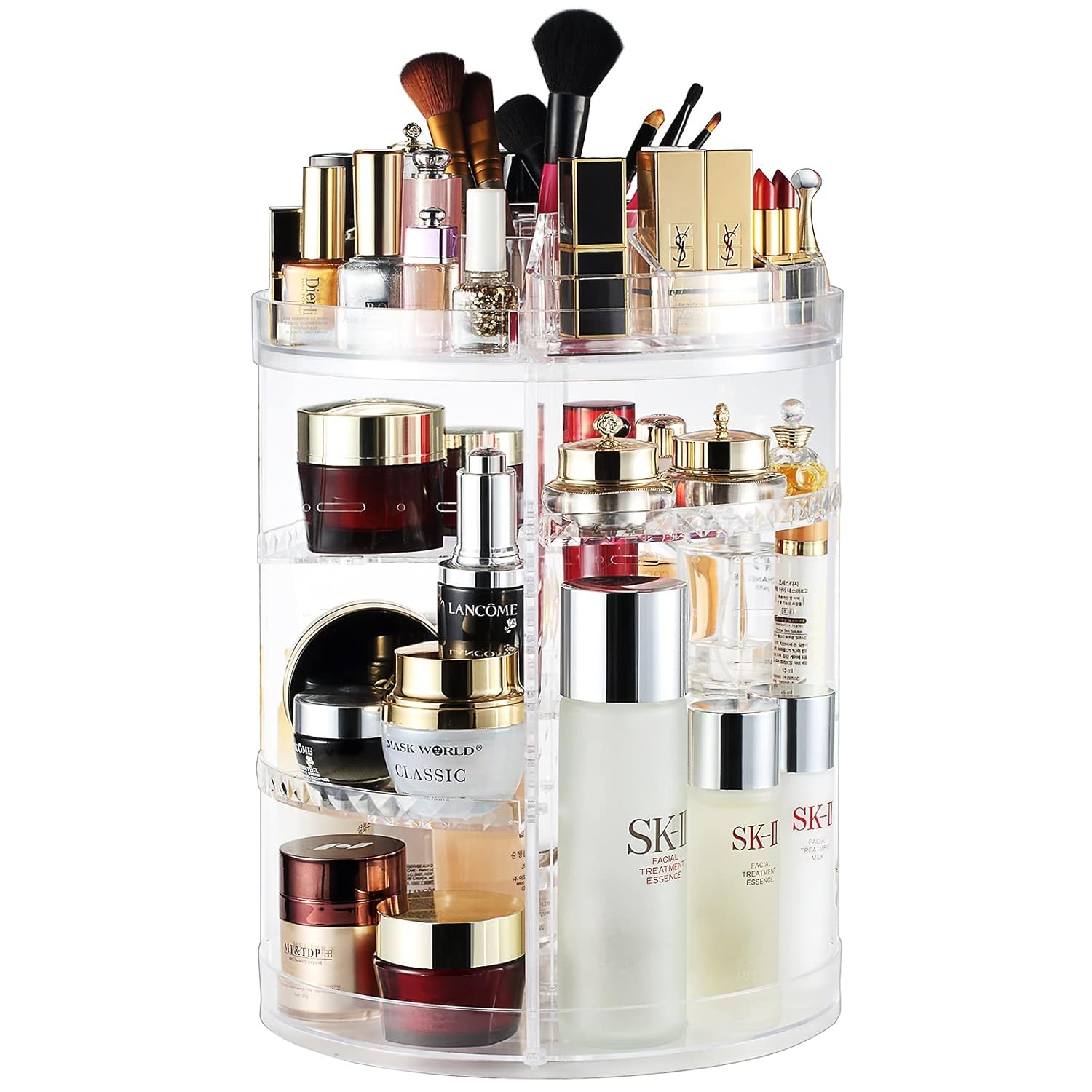 Vtopmart Makeup Organizer,360 Degree Rotating Adjustable Cosmetic Storage Display Case with 8 Layers Large Capacity, Fits Jewelry,Makeup Brushes, Lipsticks and More,Clear Transparent