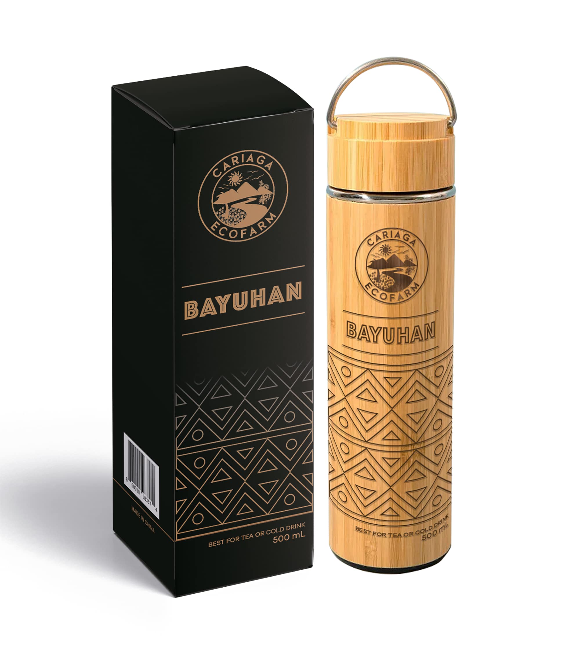 CARIAGA ECOFARM BAYUHAN Bamboo Water Bottle, Gift Items, Collectibles, Tea or coffee Bottle, Cold Drinks Bottle, Bamboo Tumbler, Removable Tea Infuser