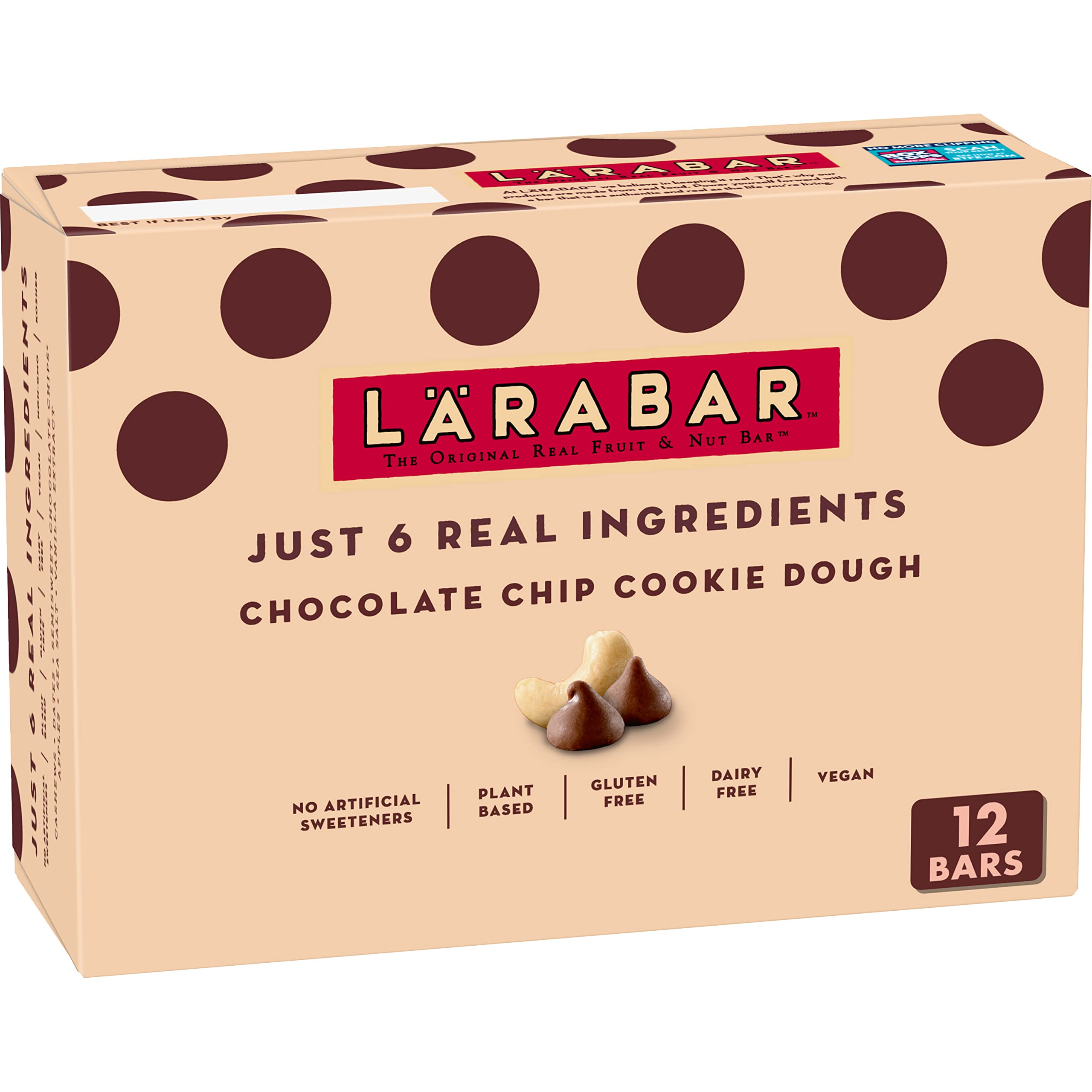 LÄRABARChocolate Chip Cookie Dough, Gluten Free Fruit & Nut Bar, 12 Ct