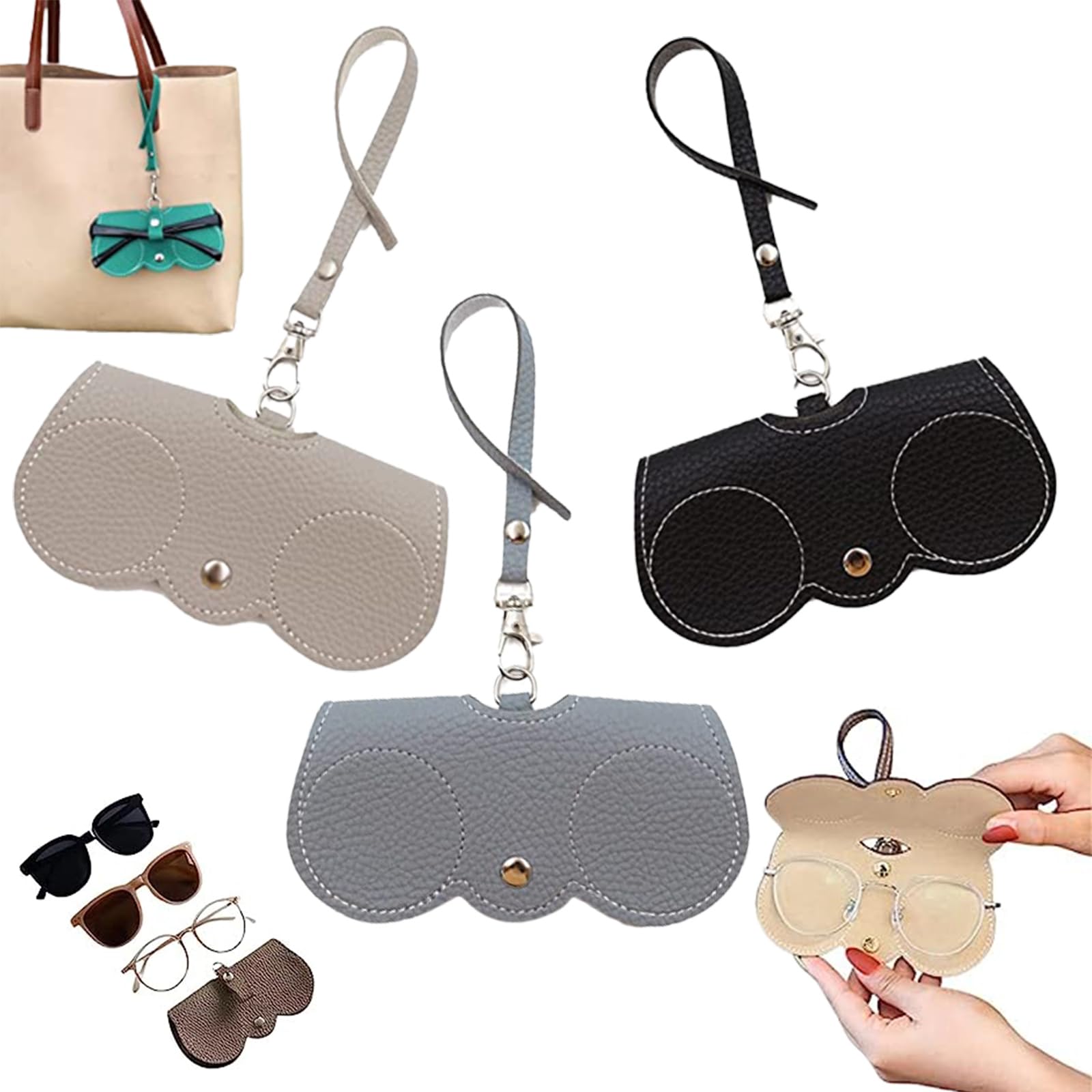 RJDJSoft Leather Sunglasses Bag, Sunglasses Organizer Bag, Soft Leather Sunglass Case, Portable Slim Sunglasses Pouch